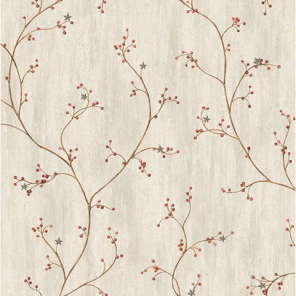 Justine Light Grey Berry Trail Wallpaper - York Wallcoverings - 3123-44031 - York Wallcoverings Wallpaper