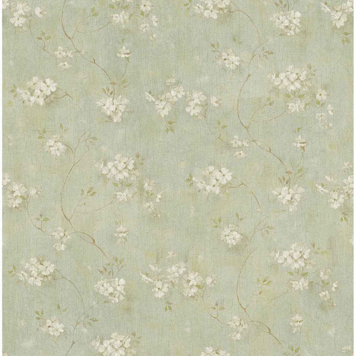 Braham Aqua Floral Trail Wallpaper - York Wallcoverings - 3123-44107 - York Wallcoverings Wallpaper