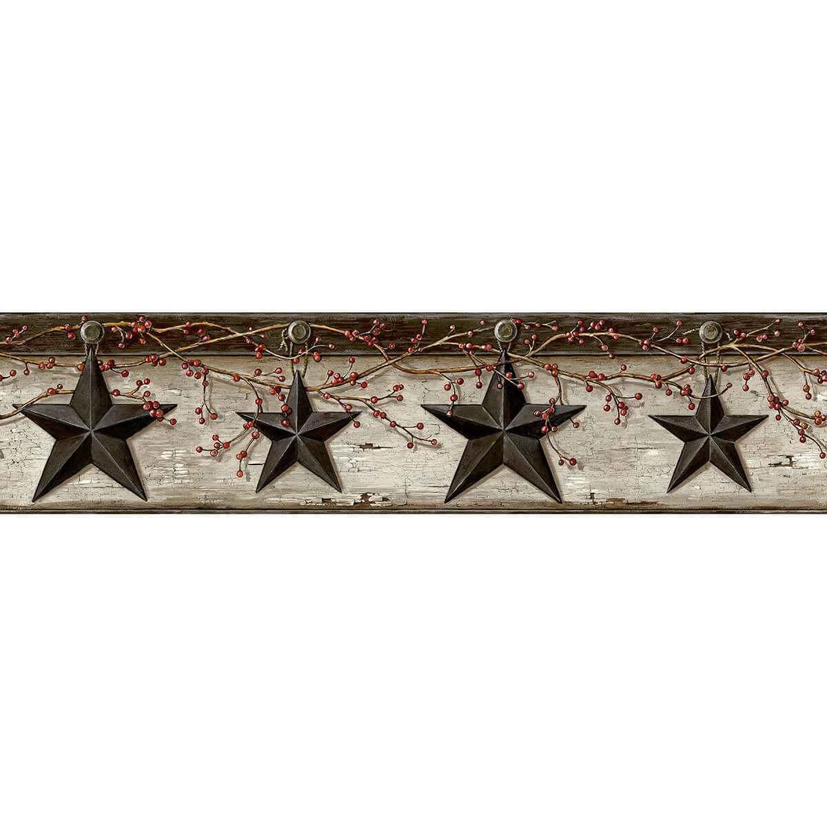 Ennis Black Rustic Barn Star Wallpaper - York Wallcoverings - 3123-44601 - York Wallcoverings Wallpaper