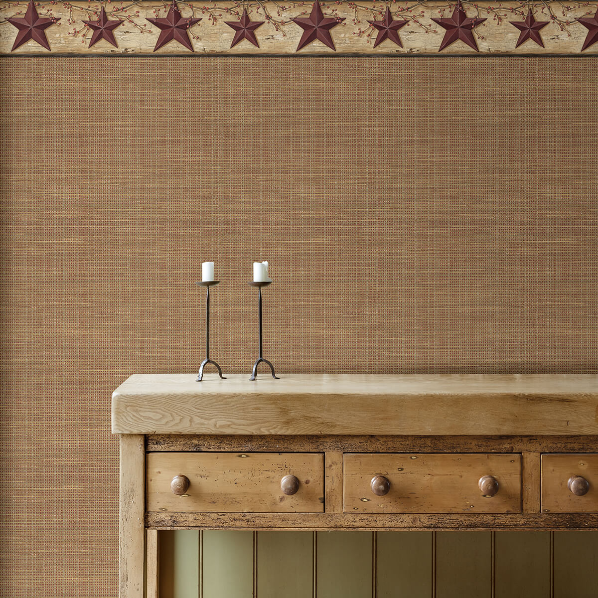 ennis-maroon-rustic-barn-star-wallpaper-york-wallcoverings-3123-44603 - York Wallcoverings Papel pintado
