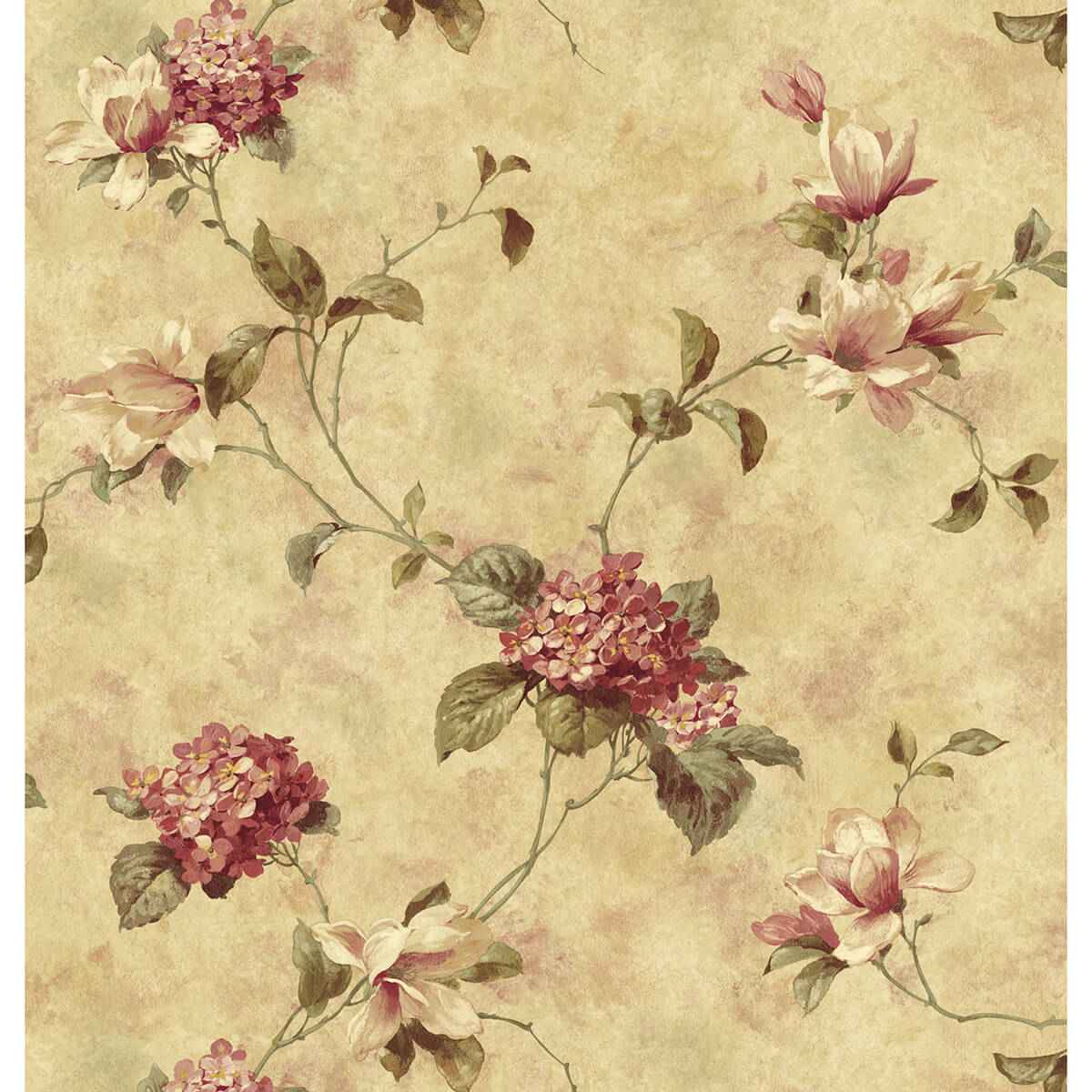 Magnolia Yellow Hydrangea Trail Wallpaper - York Wallcoverings - 3123-76304 - York Wallcoverings Wallpaper