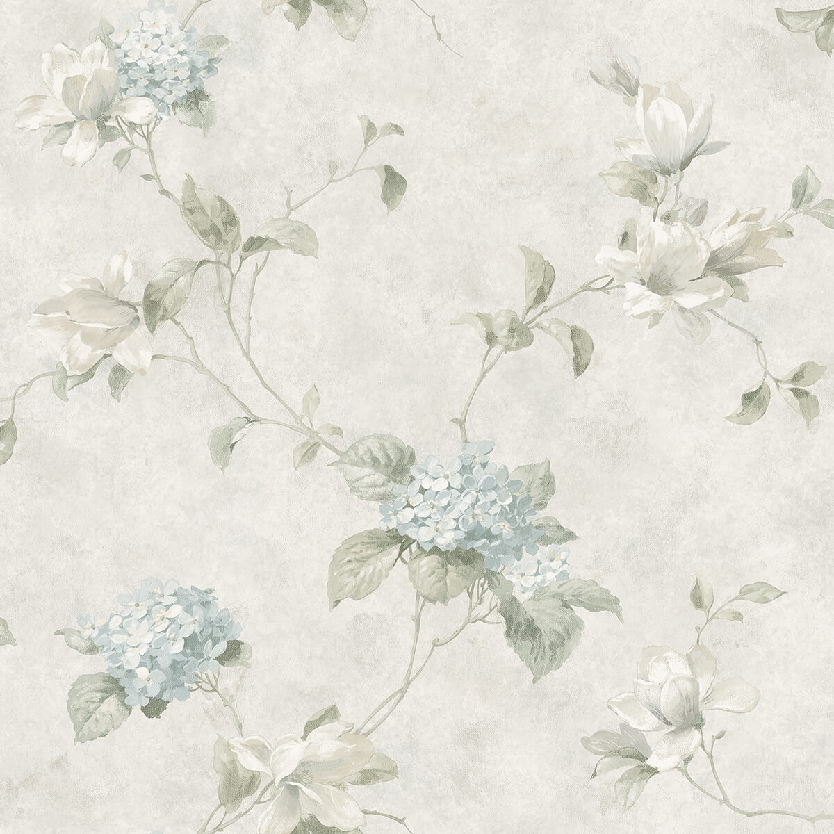 magnolia-light-blue-hydrangea-trail-wallpaper-york-wallcoverings-3123-76306 - York Wallcoverings Papel pintado