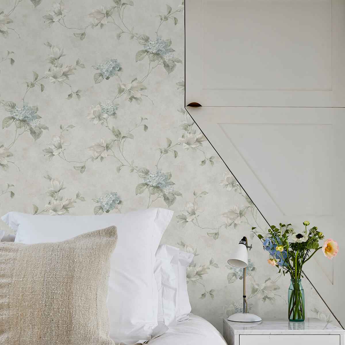 Magnolia Light Blue Hydrangea Trail Wallpaper - York Wallcoverings - 3123-76306 - York Wallcoverings Wallpaper