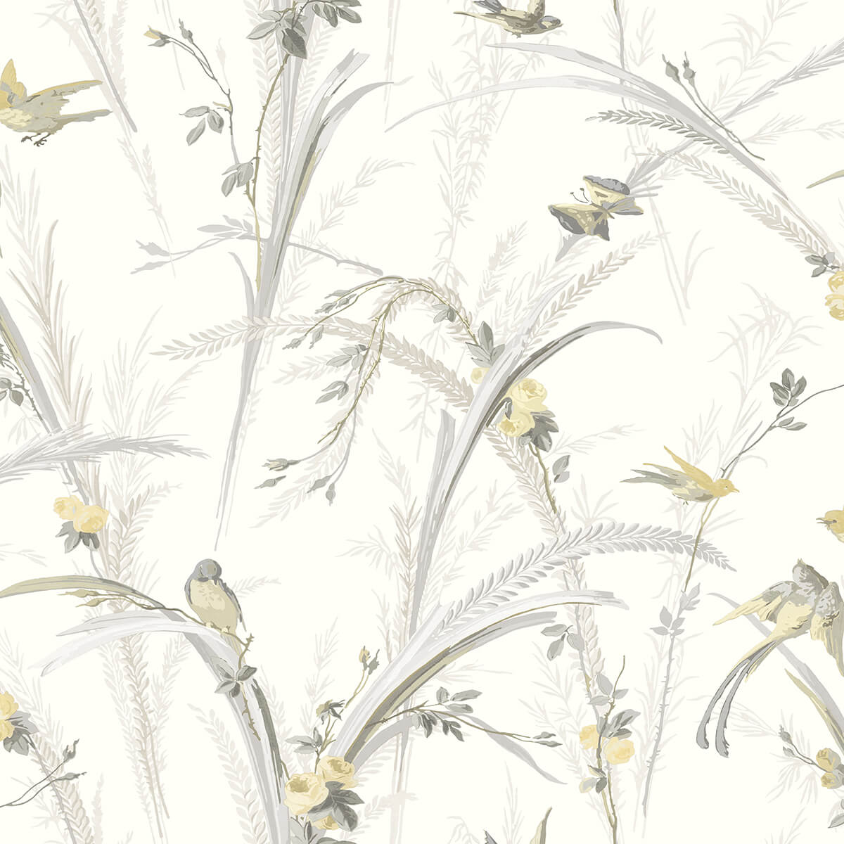 meadowlark-yellow-botanical-wallpaper-york-wallcoverings-3123-193210 - York Wallcoverings Papel pintado