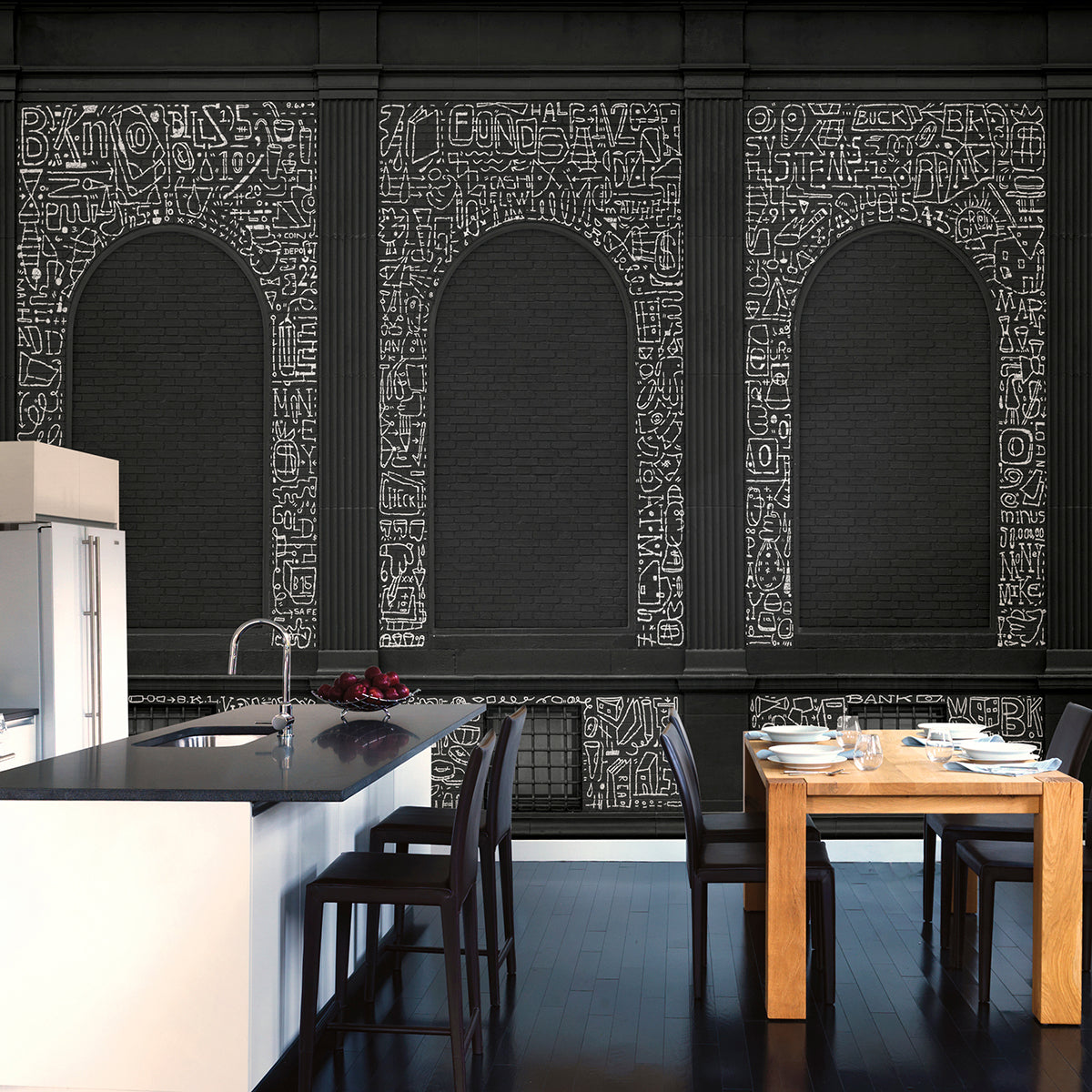 bklyn-bank-windows-black-wall-mural-york-wallcoverings-astm4131 - York Wallcoverings Wallpaper