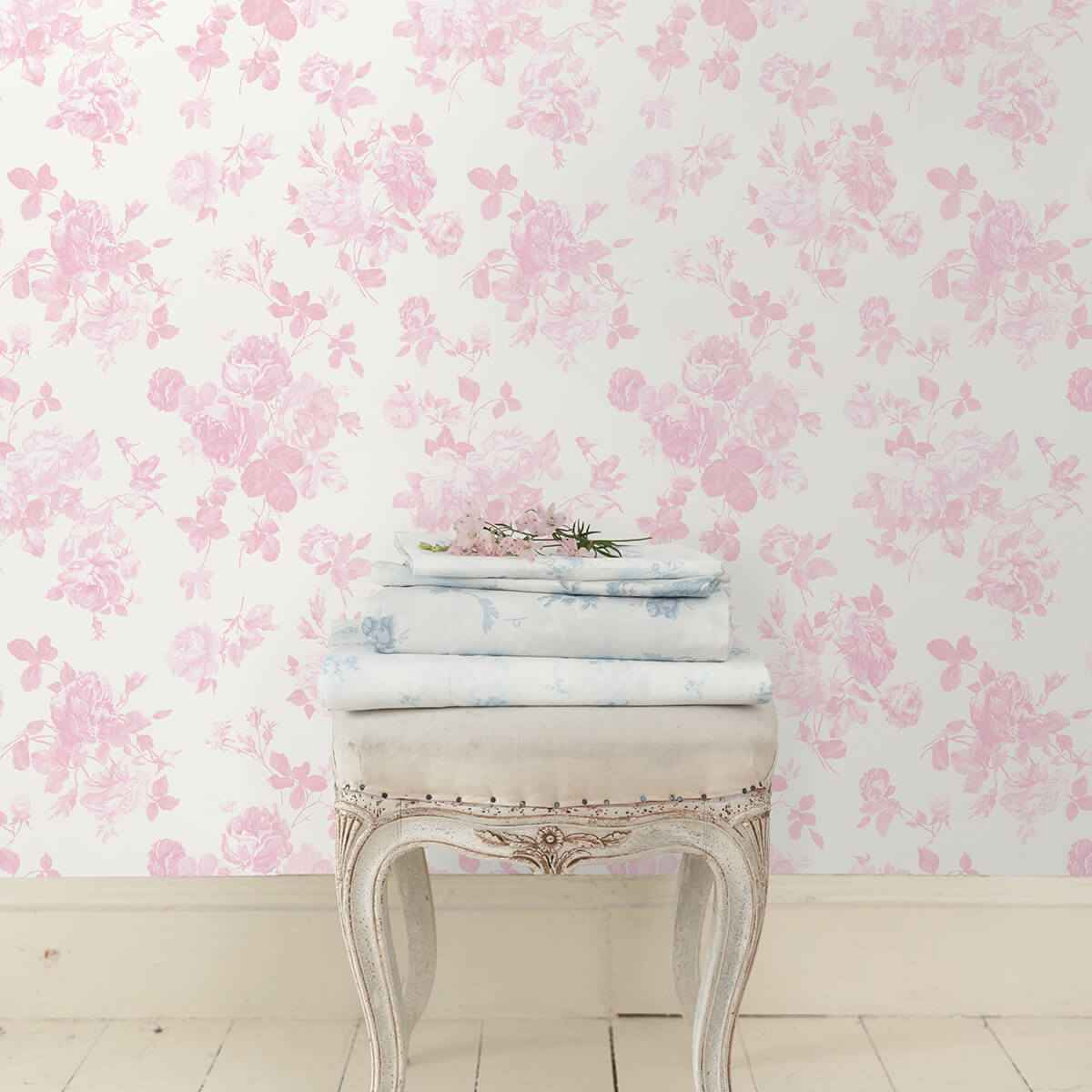 Everblooming Rosettes Pink Jam Cabbage Rose Bouquets Wallpaper - York Wallcoverings - AST4101 - York Wallcoverings Wallpaper