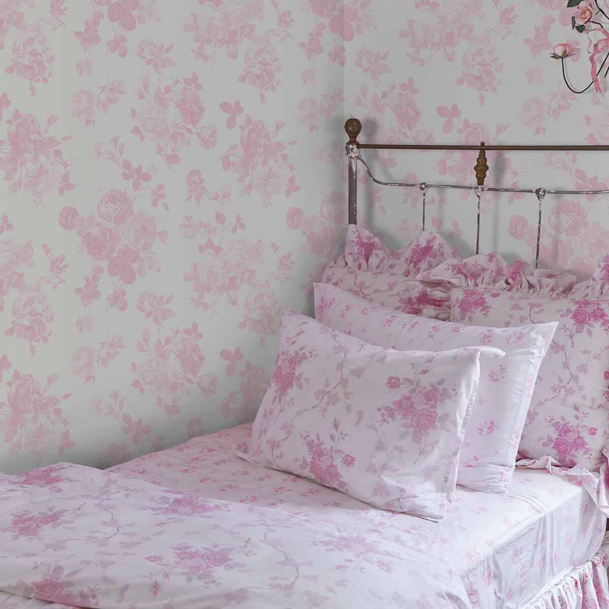 Everblooming Rosettes Pink Jam Cabbage Rose Bouquets Wallpaper - York Wallcoverings - AST4101 - York Wallcoverings Wallpaper