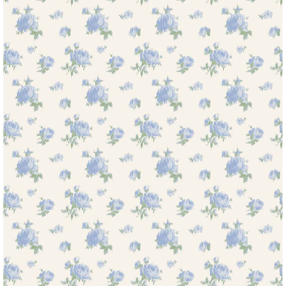 Ikat Rose Blue Small Print Wallpaper - York Wallcoverings - AST4107