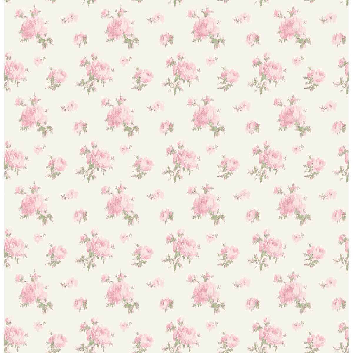 Ikat Rose Tinted Petals Small Print Wallpaper - York Wallcoverings - AST4108 - York Wallcoverings Wallpaper