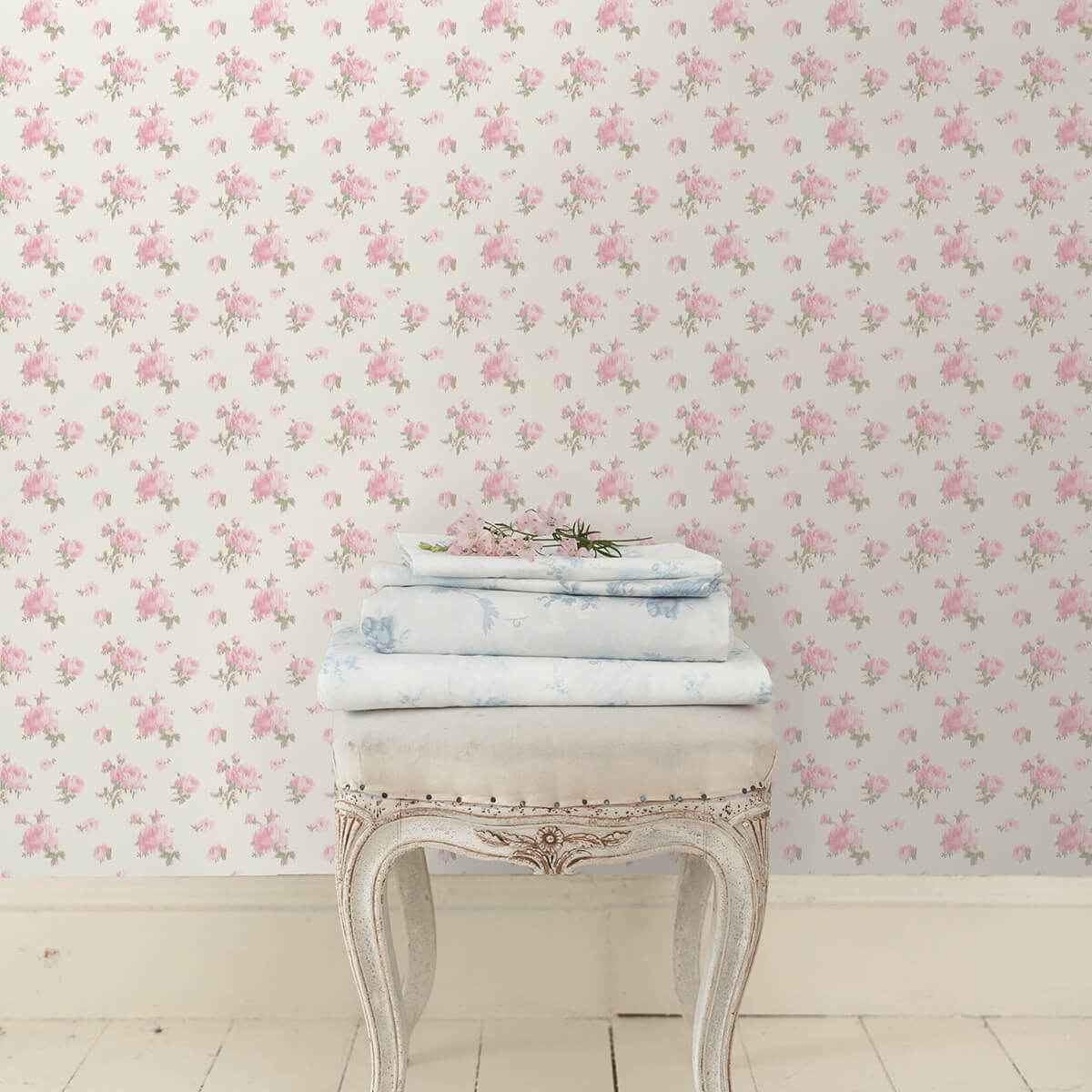Ikat Rose Tinted Petals Small Print Wallpaper - York Wallcoverings - AST4108 - York Wallcoverings Wallpaper