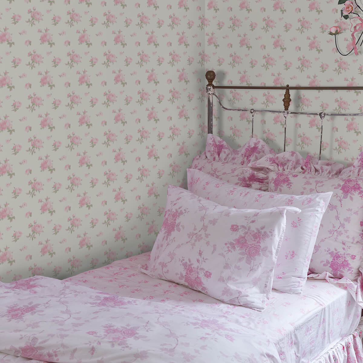 ikat-rose-tinted-petals-small-print-wallpaper-york-wallcoverings-ast4108 - York Wallcoverings Wallpaper