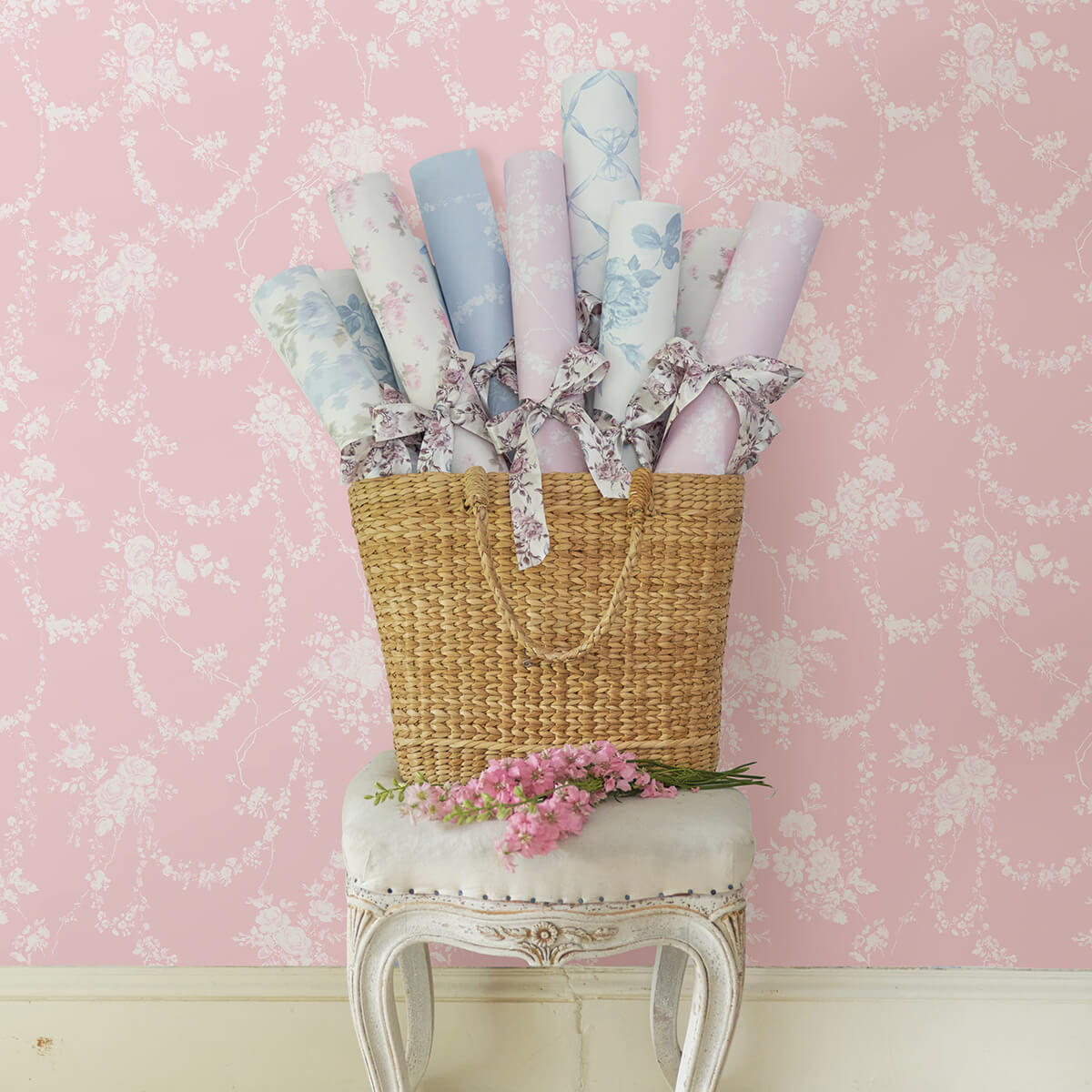 chandelier-gates-easter-pink-floral-drape-wallpaper-york-wallcoverings-ast4110 - York Wallcoverings Wallpaper