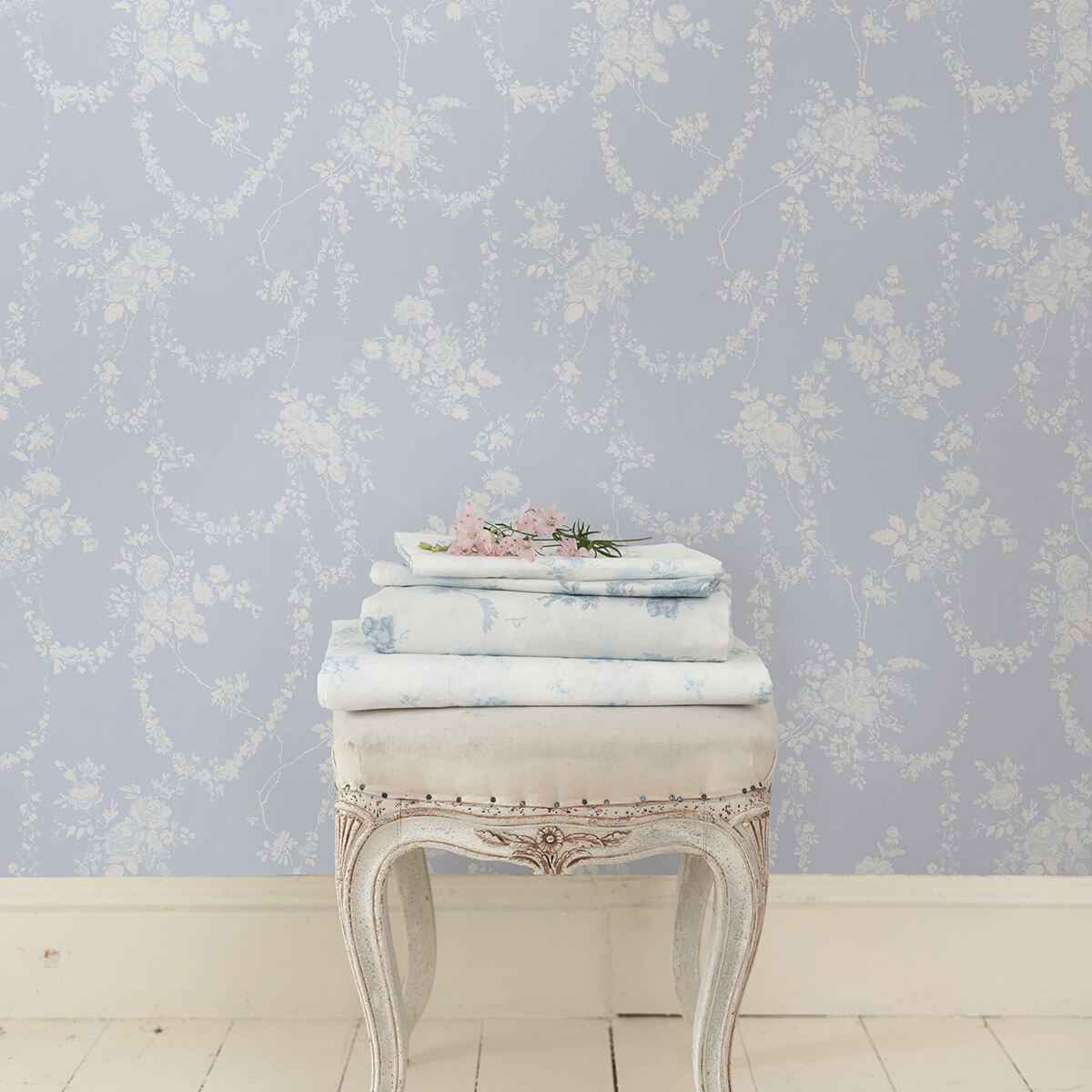Chandelier Gates Blue Gemstone Floral Drape Wallpaper - York Wallcoverings - AST4170 - York Wallcoverings Wallpaper