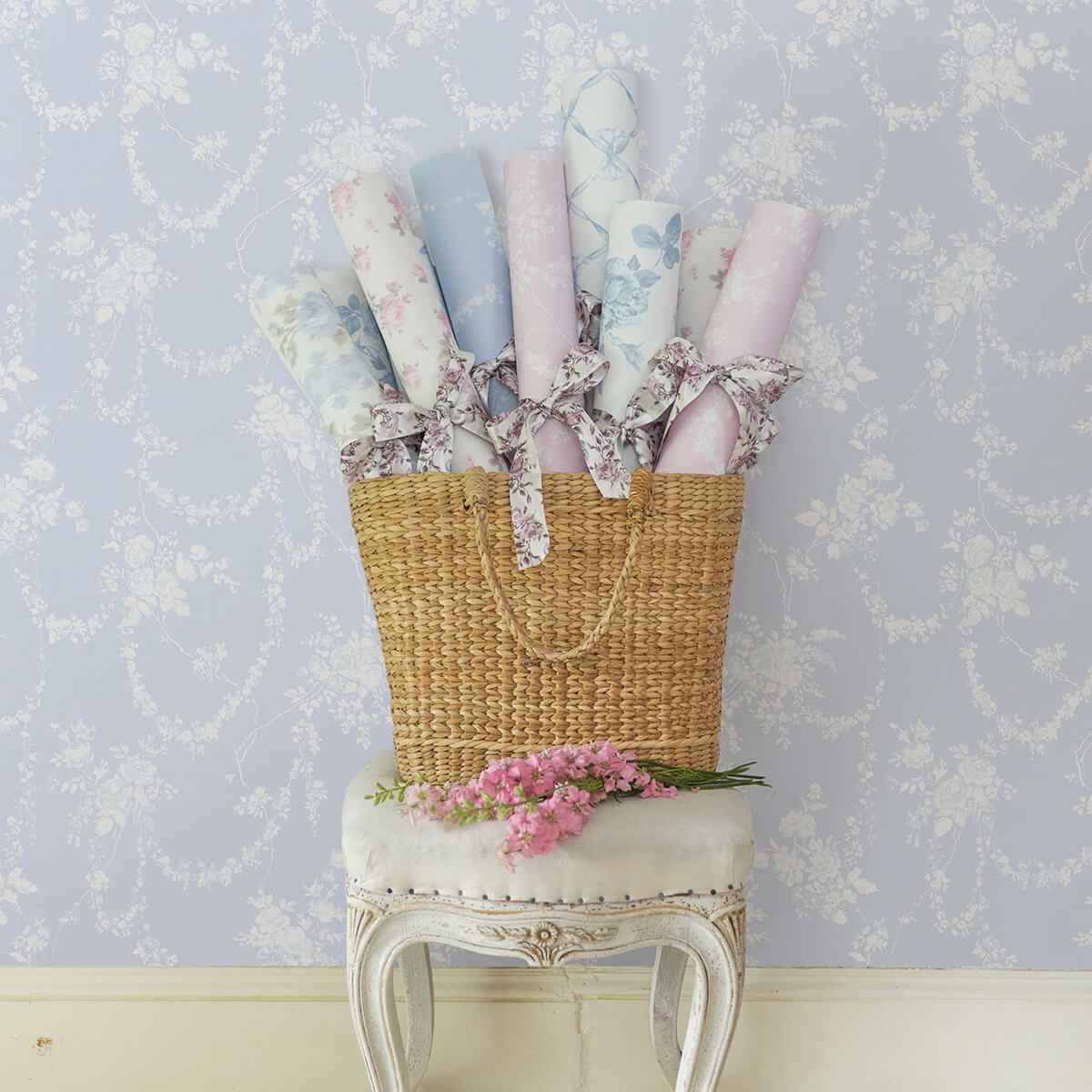 Chandelier Gates Blue Gemstone Floral Drape Wallpaper - York Wallcoverings - AST4170 - York Wallcoverings Wallpaper
