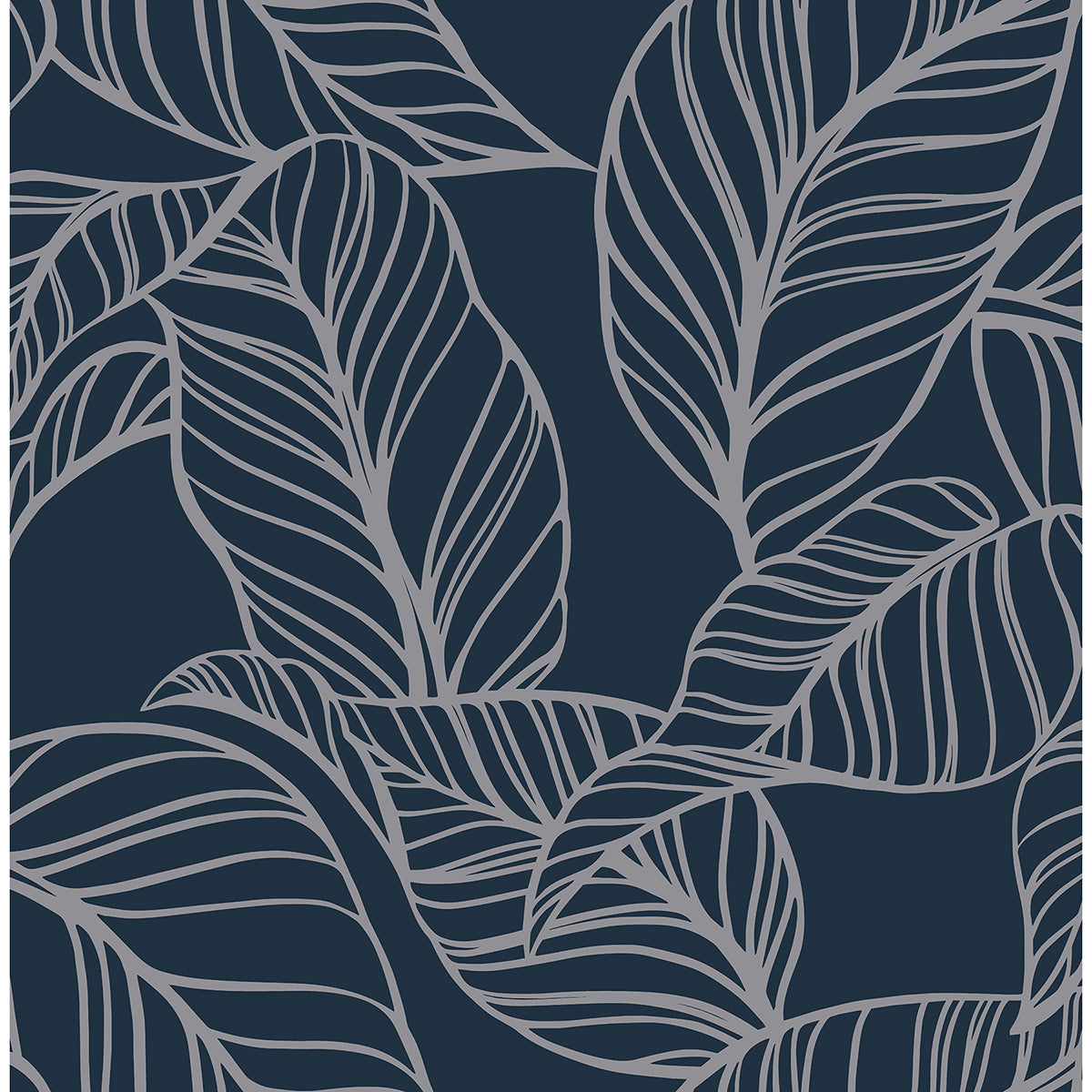 kagan-blue-large-leaf-wallpaper-york-wallcoverings-ast3787 - York Wallcoverings Wallpaper