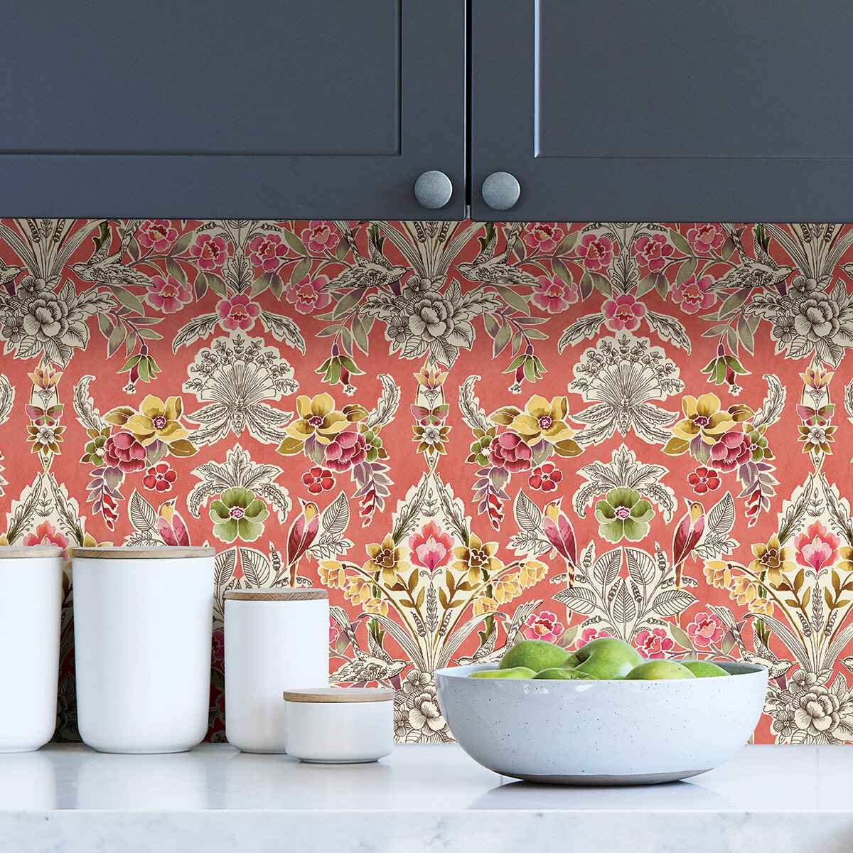 Peach Summer Love Peel and Stick Wallpaper - York Wallcoverings - NUS4049 - York Wallcoverings Wallpaper