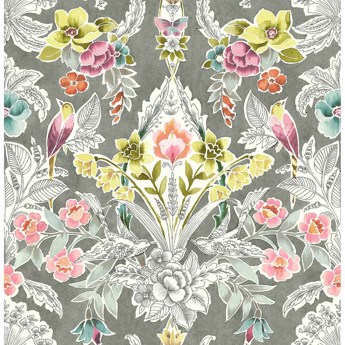 Grey Summer Love Peel & Stick Wallpaper - York Wallcoverings - NUS4050 - York Wallcoverings Wallpaper
