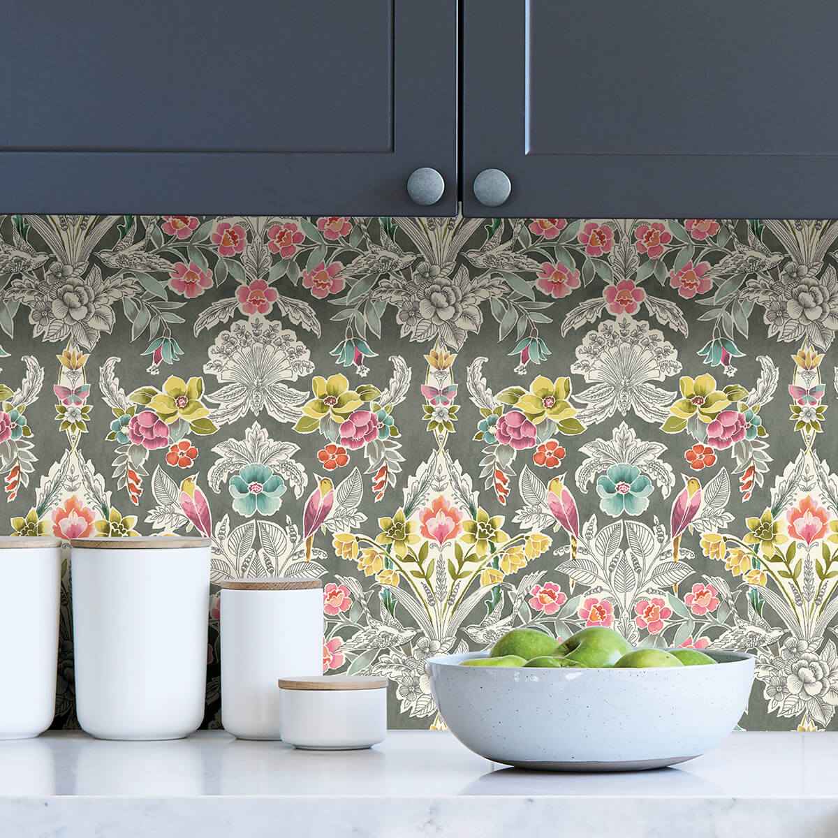 Grey Summer Love Peel & Stick Wallpaper - York Wallcoverings - NUS4050 - York Wallcoverings Wallpaper