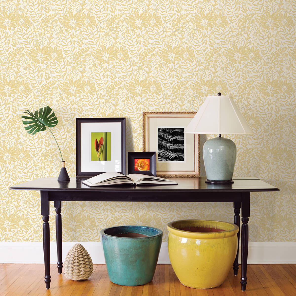 yellow-foliole-peel-and-stick-wallpaper-york-wallcoverings-nus3999 - York Wallcoverings Wallpaper