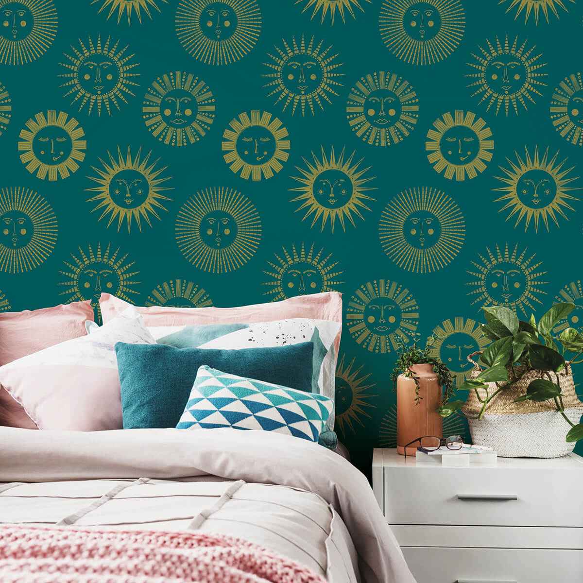 Teal Konark Peel & Stick Wallpaper - York Wallcoverings - NUS4001 - York Wallcoverings Wallpaper