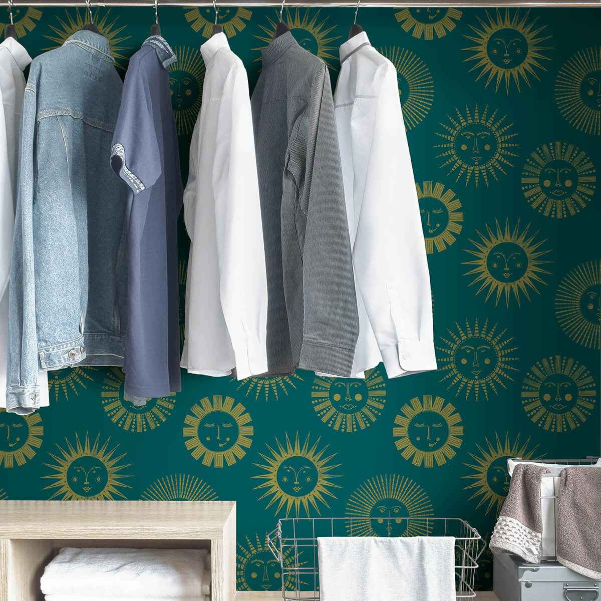 Teal Konark Peel & Stick Wallpaper - York Wallcoverings - NUS4001 - York Wallcoverings Wallpaper