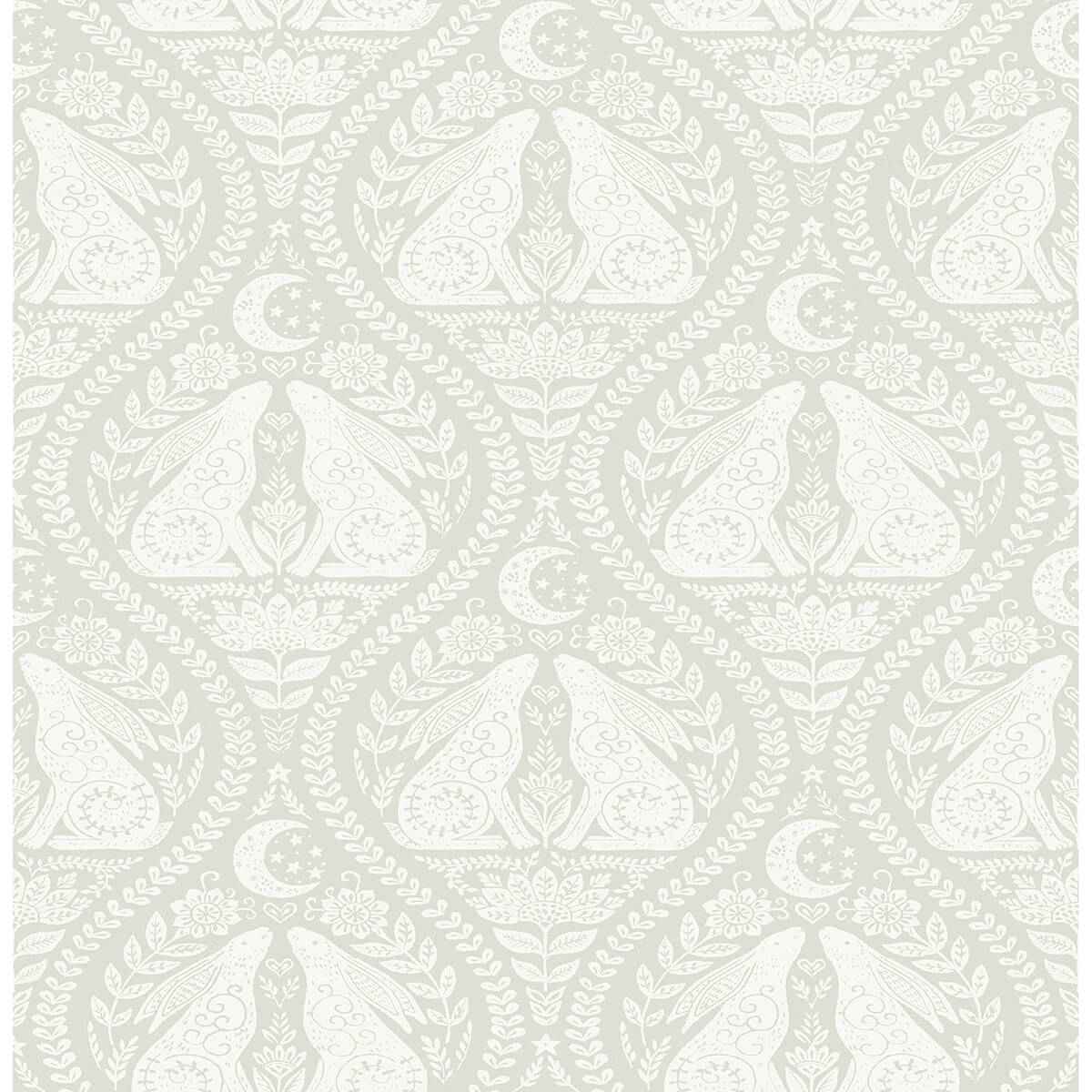 Cream Moon Rabbit Peel and Stick Wallpaper - York Wallcoverings - NUS4010