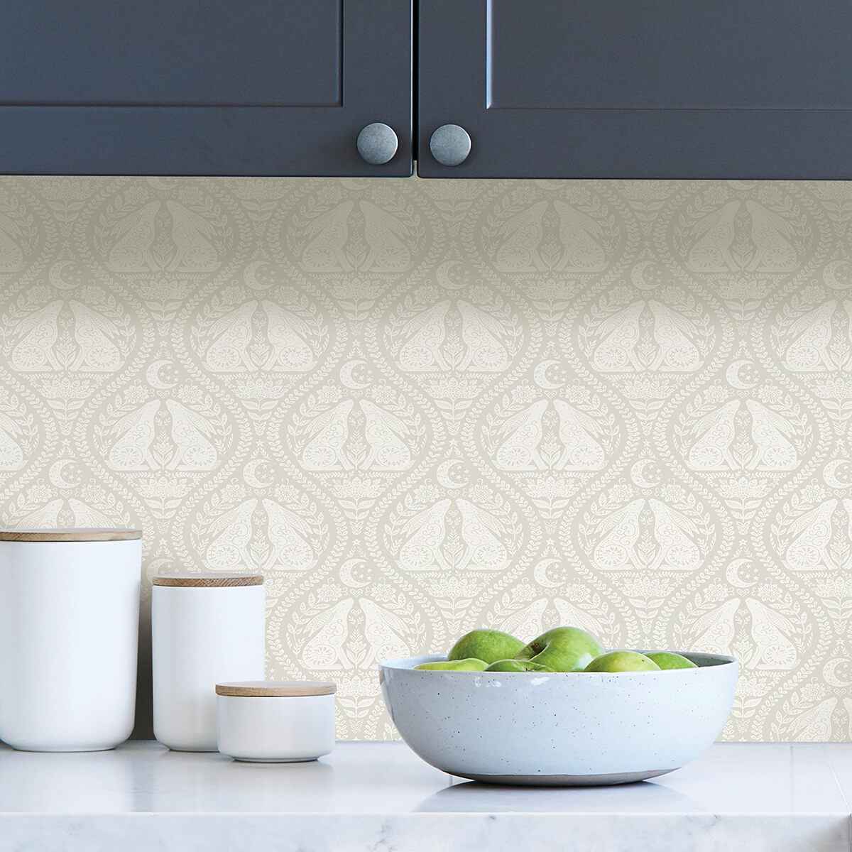 Cream Moon Rabbit Peel and Stick Wallpaper - York Wallcoverings - NUS4010 - York Wallcoverings Wallpaper