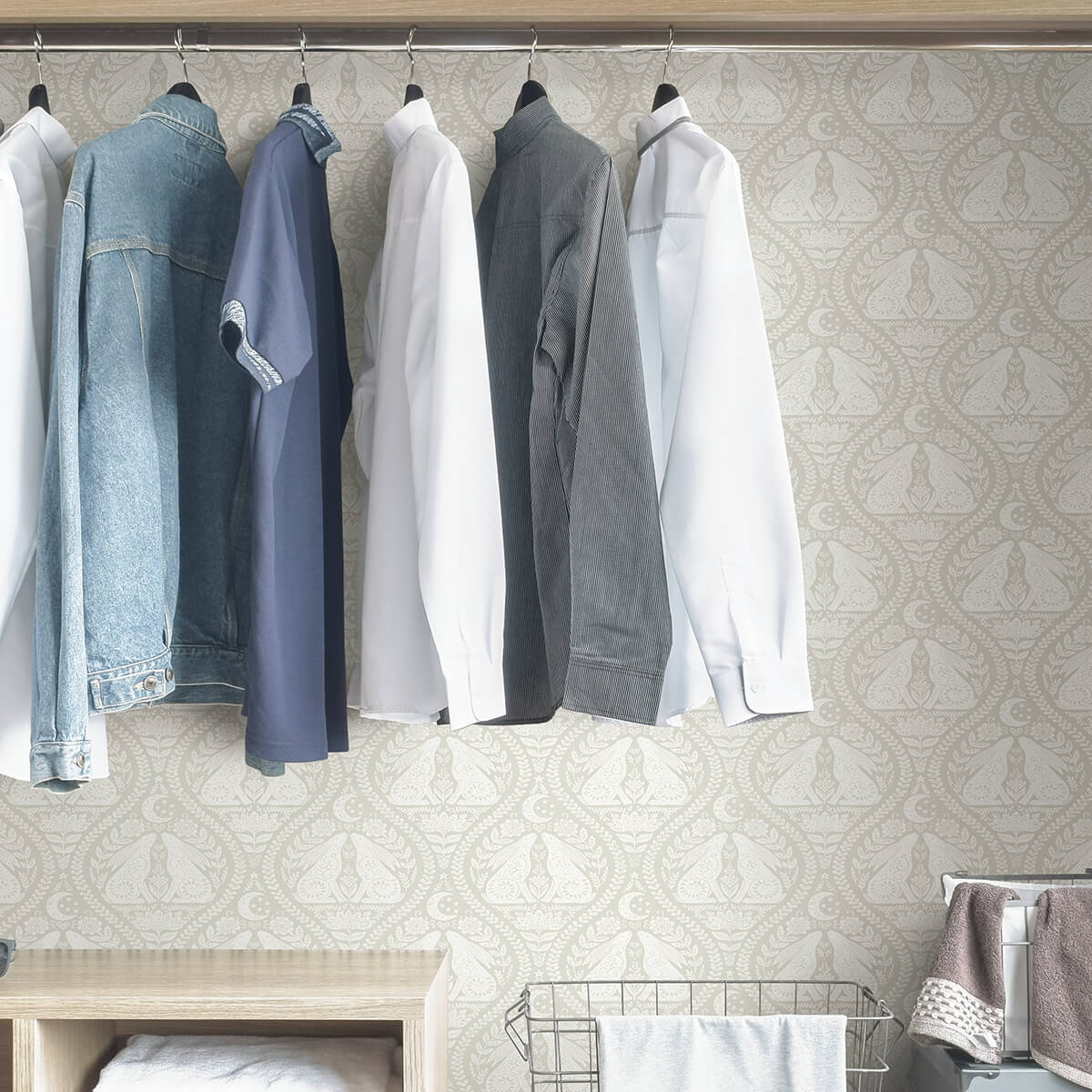 cream-moon-rabbit-peel-and-stick-wallpaper-york-wallcoverings-nus4010 - York Wallcoverings Wallpaper