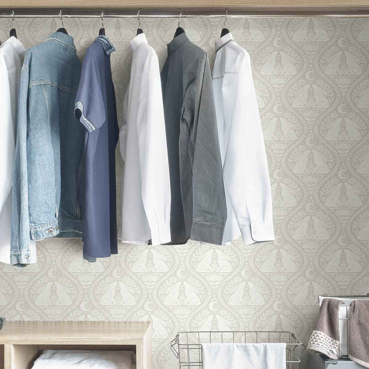 Cream Moon Rabbit Peel and Stick Wallpaper - York Wallcoverings - NUS4010 - York Wallcoverings Wallpaper