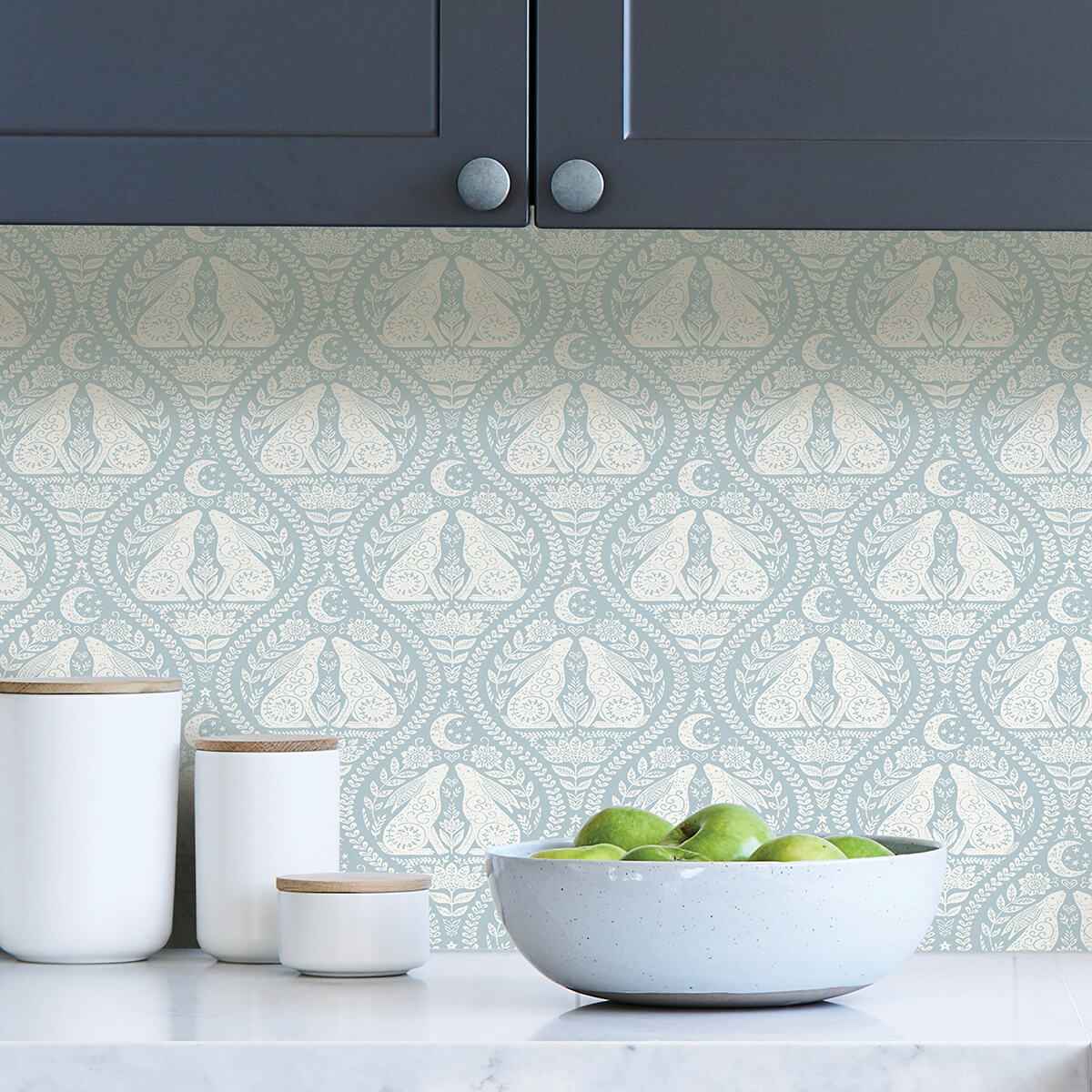 Blue Moon Rabbit Peel & Stick Wallpaper - York Wallcoverings - NUS4011 - York Wallcoverings Wallpaper