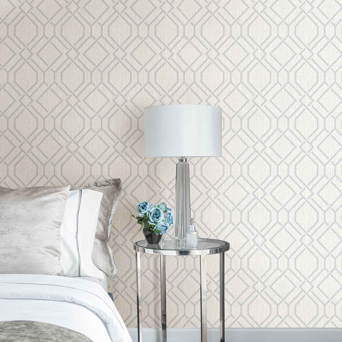 frege-silver-trellis-wallpaper-york-wallcoverings-4025-82525 - York Wallcoverings Wallpaper