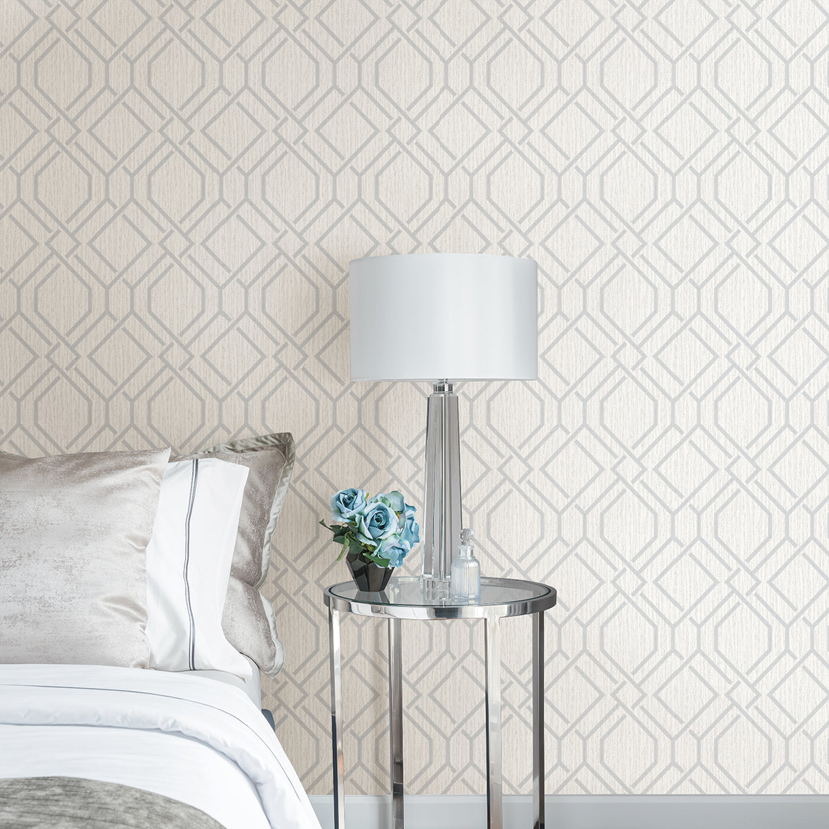 frege-silver-trellis-wallpaper-york-wallcoverings-4025-82525 - York Wallpaper Wallpaper
