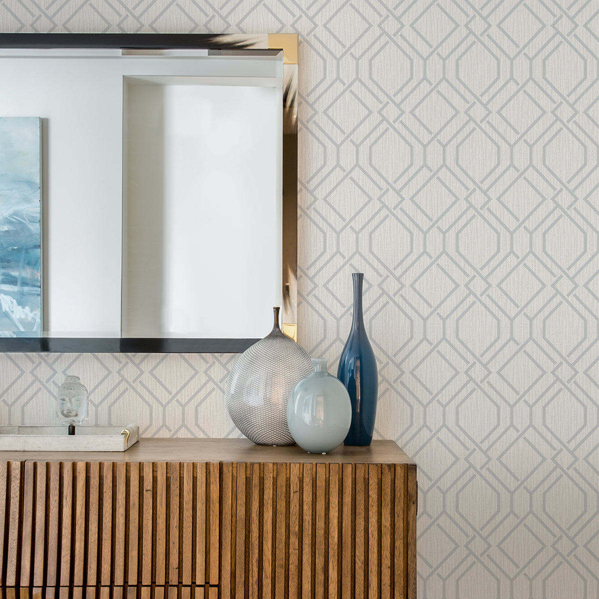 frege-silver-trellis-wallpaper-york-wallcoverings-4025-82525 - York Wallpaper Wallpaper