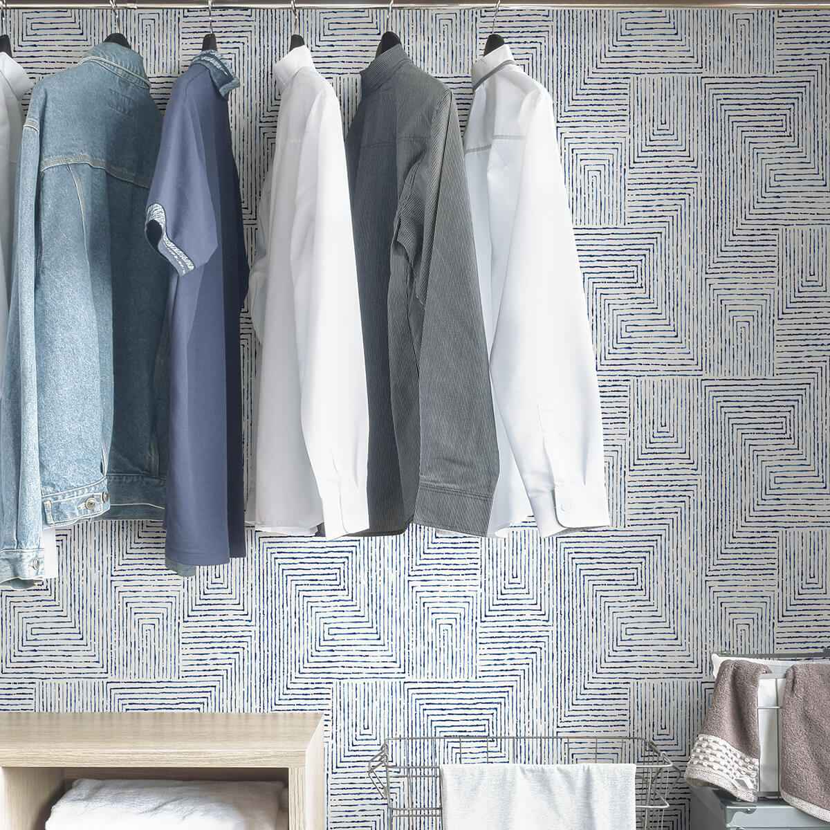 Blue Ink Peel & Stick Wallpaper - York Wallcoverings - SLS3974 - York Wallcoverings Wallpaper