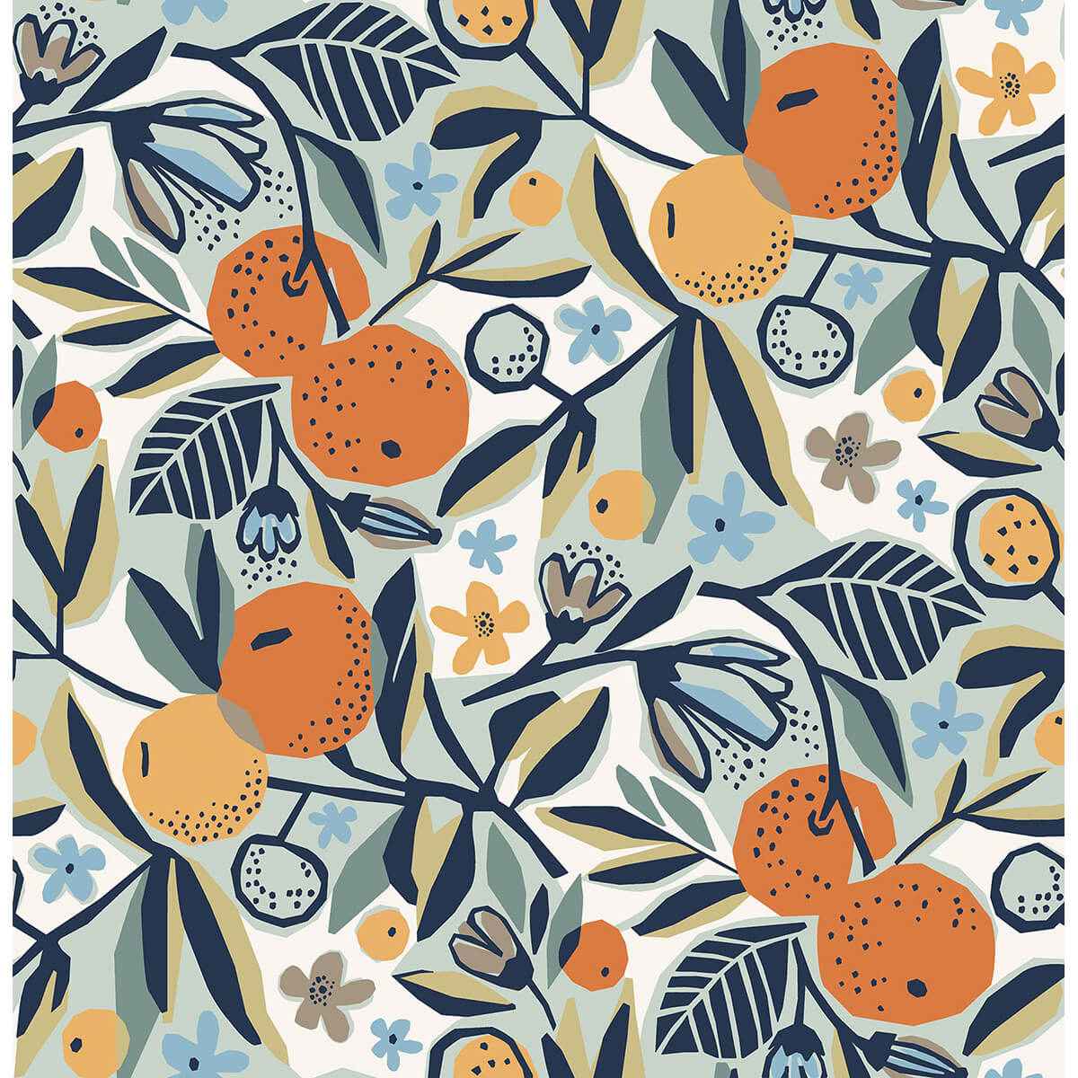 Navy Clementine Garden Peel and Stick Wallpaper - York Wallcoverings - PLS4199 - York Wallcoverings Wallpaper