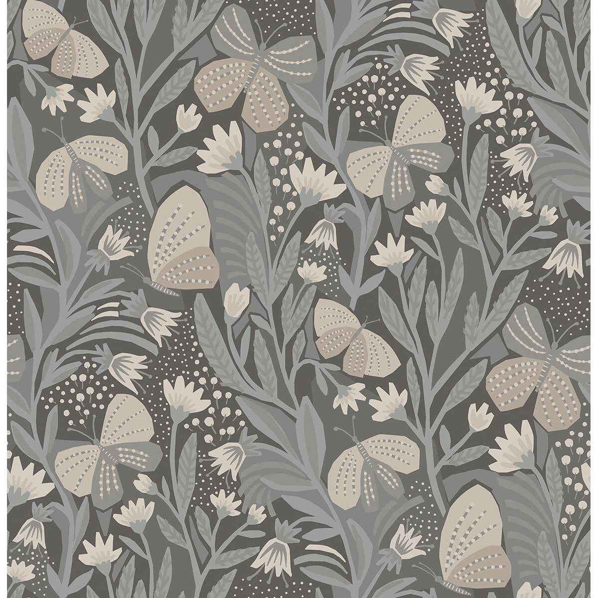 Blue Gray Papillon Flutter Peel & Stick - York Wallcoverings - PLS4203 - York Wallcoverings Wallpaper