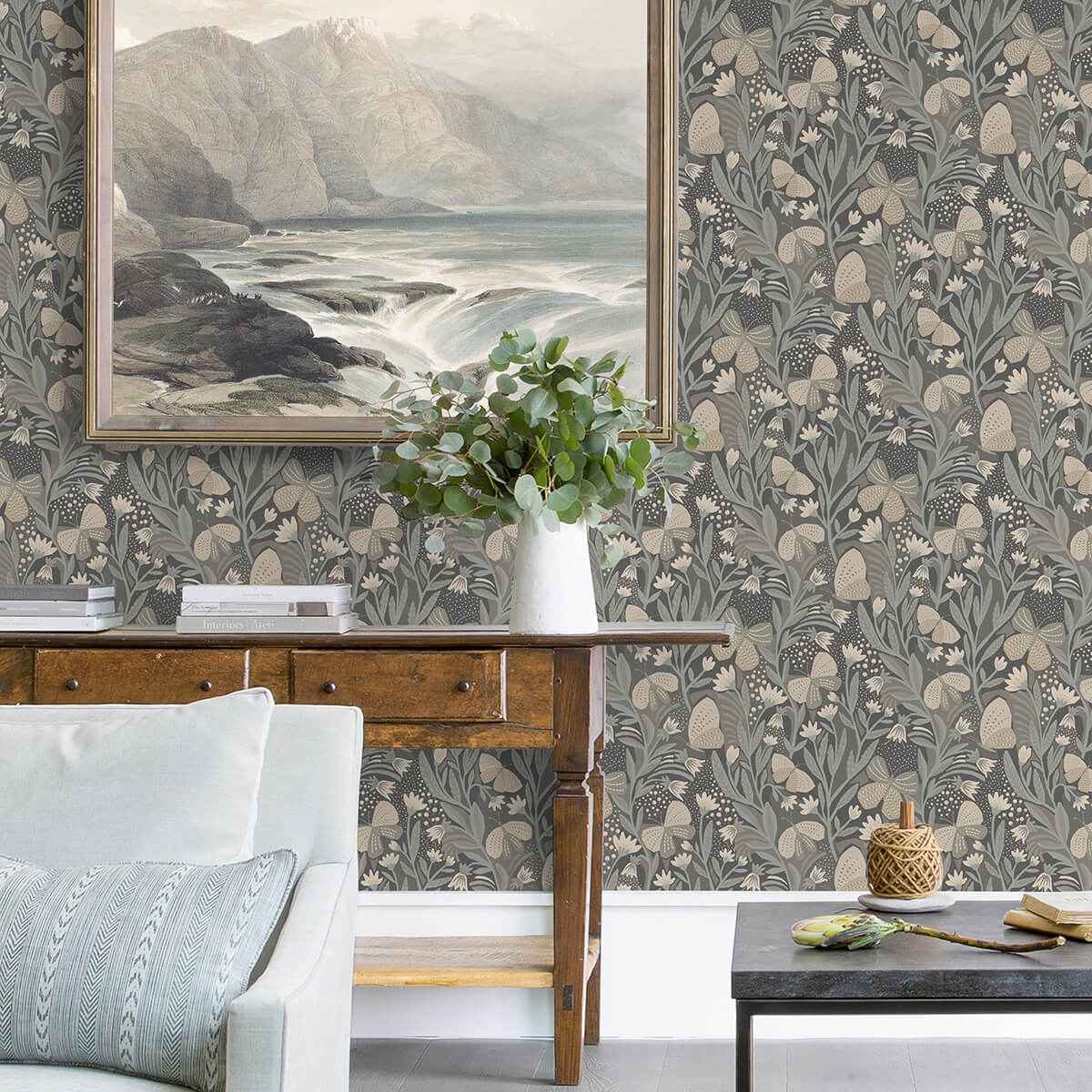 Blue Gray Papillon Flutter Peel & Stick - York Wallcoverings - PLS4203 - York Wallcoverings Wallpaper