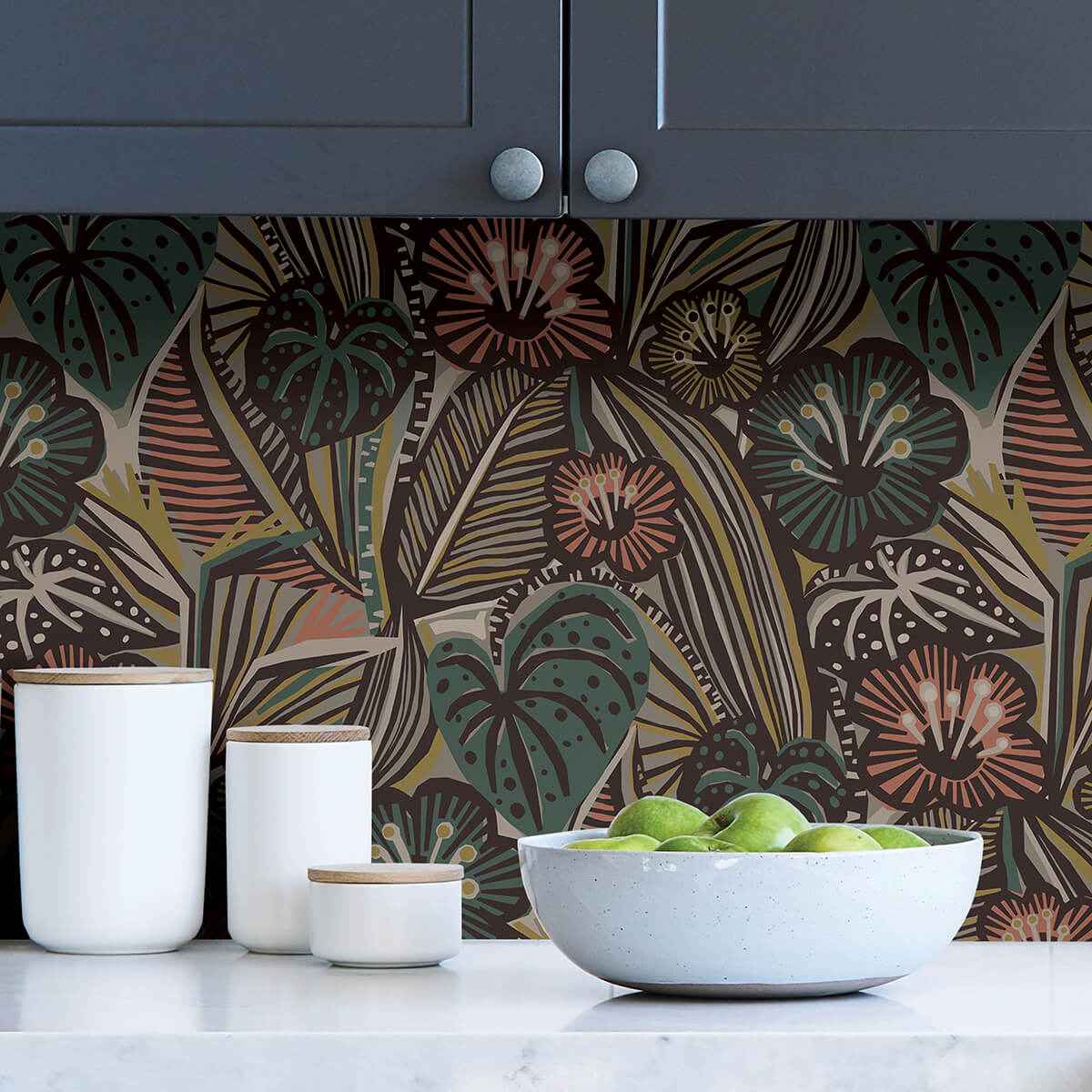 Coral Teal Lotusland Peel and Stick Wallpaper - York Wallcoverings - PLS4206 - York Wallcoverings Wallpaper