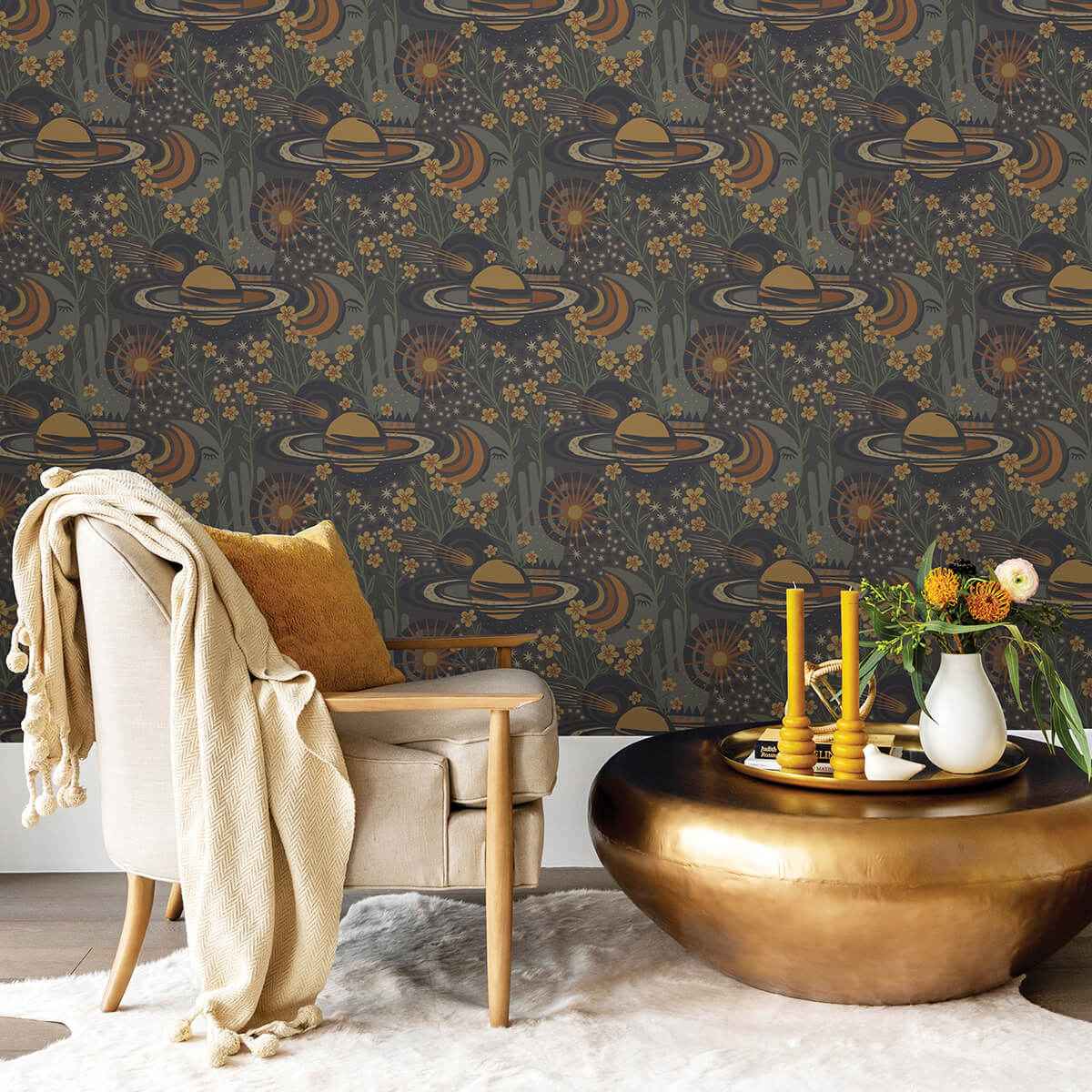 Smoke Ethereal Cosmos Peel and Stick Wallpaper - York Wallcoverings - PLS4207 - York Wallcoverings Wallpaper