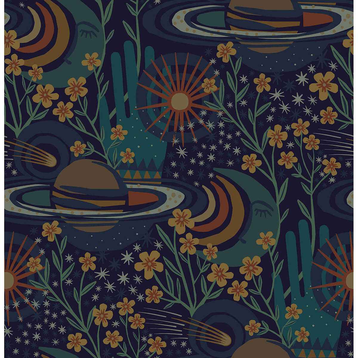 Navy Ethereal Cosmos Peel and Stick Wallpaper - York Wallcoverings - PLS4208 - York Wallcoverings Wallpaper