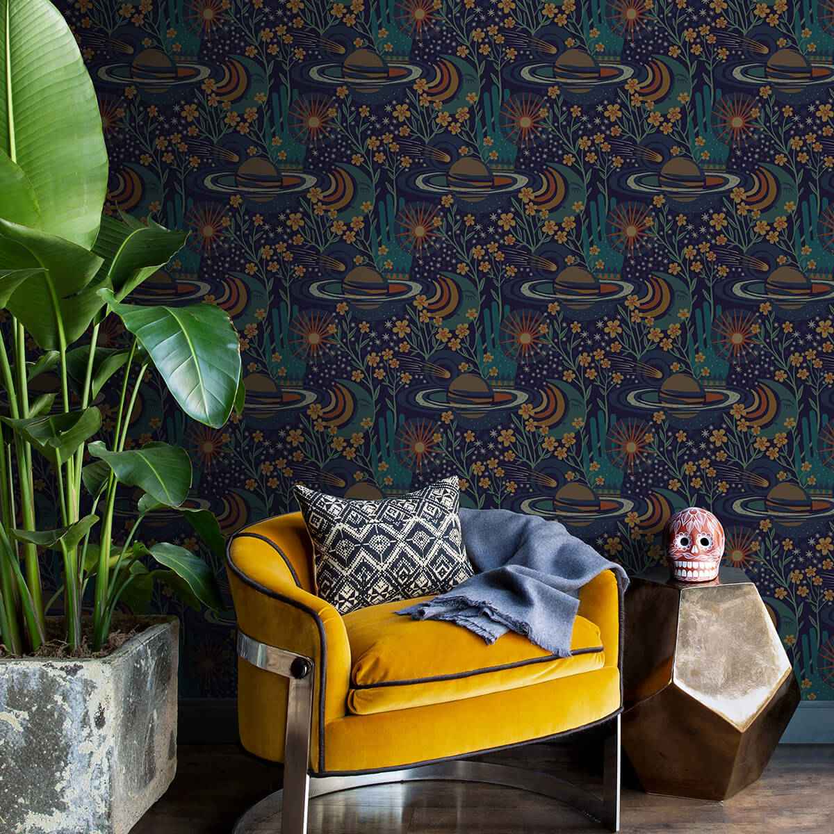 Navy Ethereal Cosmos Peel and Stick Wallpaper - York Wallcoverings - PLS4208 - York Wallcoverings Wallpaper