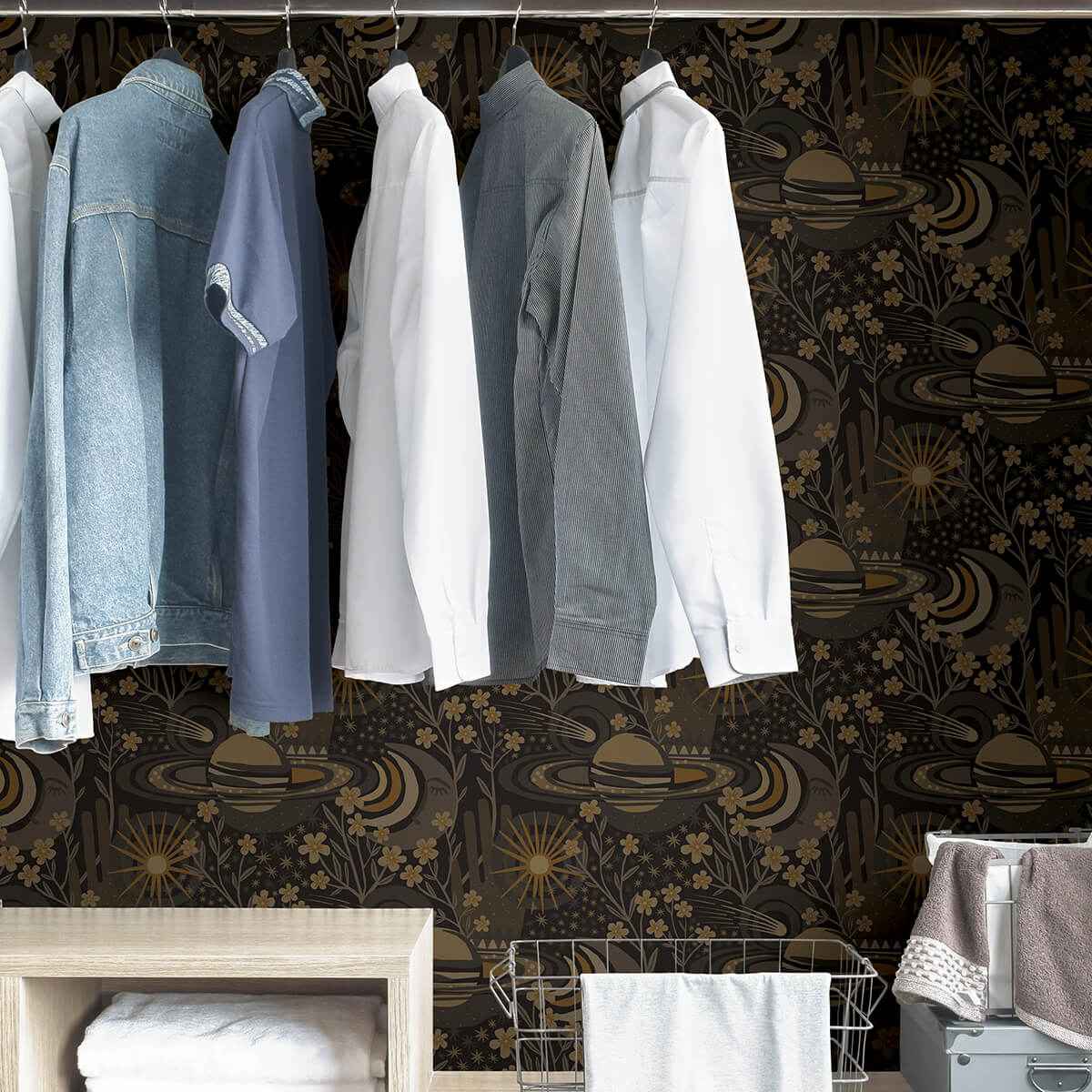 Black Ethereal Cosmos Peel and Stick Wallpaper - York Wallcoverings - PLS4210 - York Wallcoverings Wallpaper