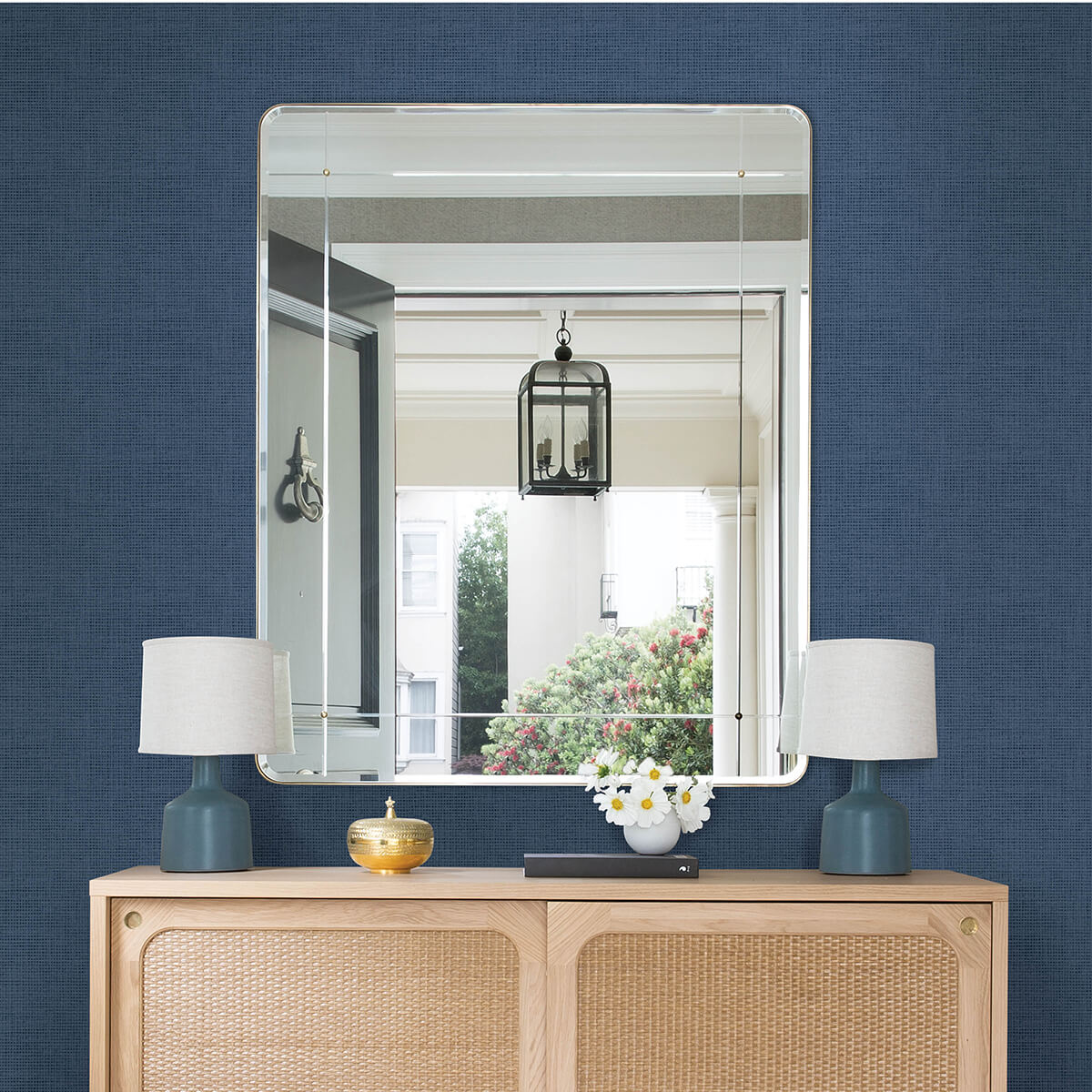 nimmie-navy-woven-grasscloth-wallpaper-york-wallcoverings-3122-10002 - York Wallcoverings Wallpaper