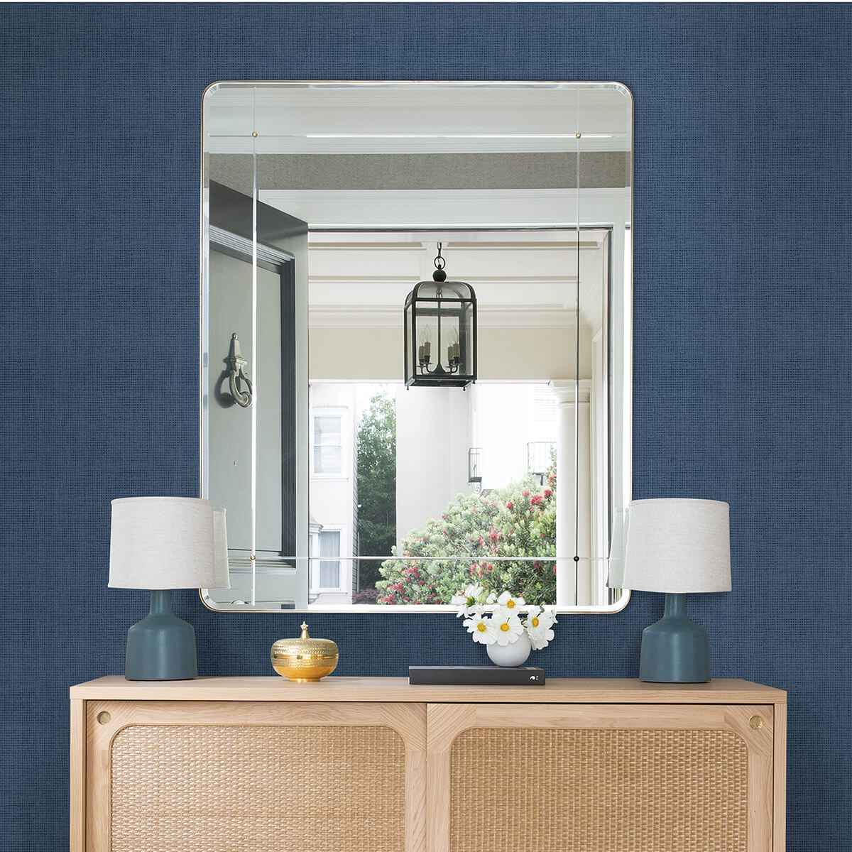 Nimmie Navy Woven Grasscloth Wallpaper - York Wallcoverings - 3122-10002 - York Wallcoverings Wallpaper