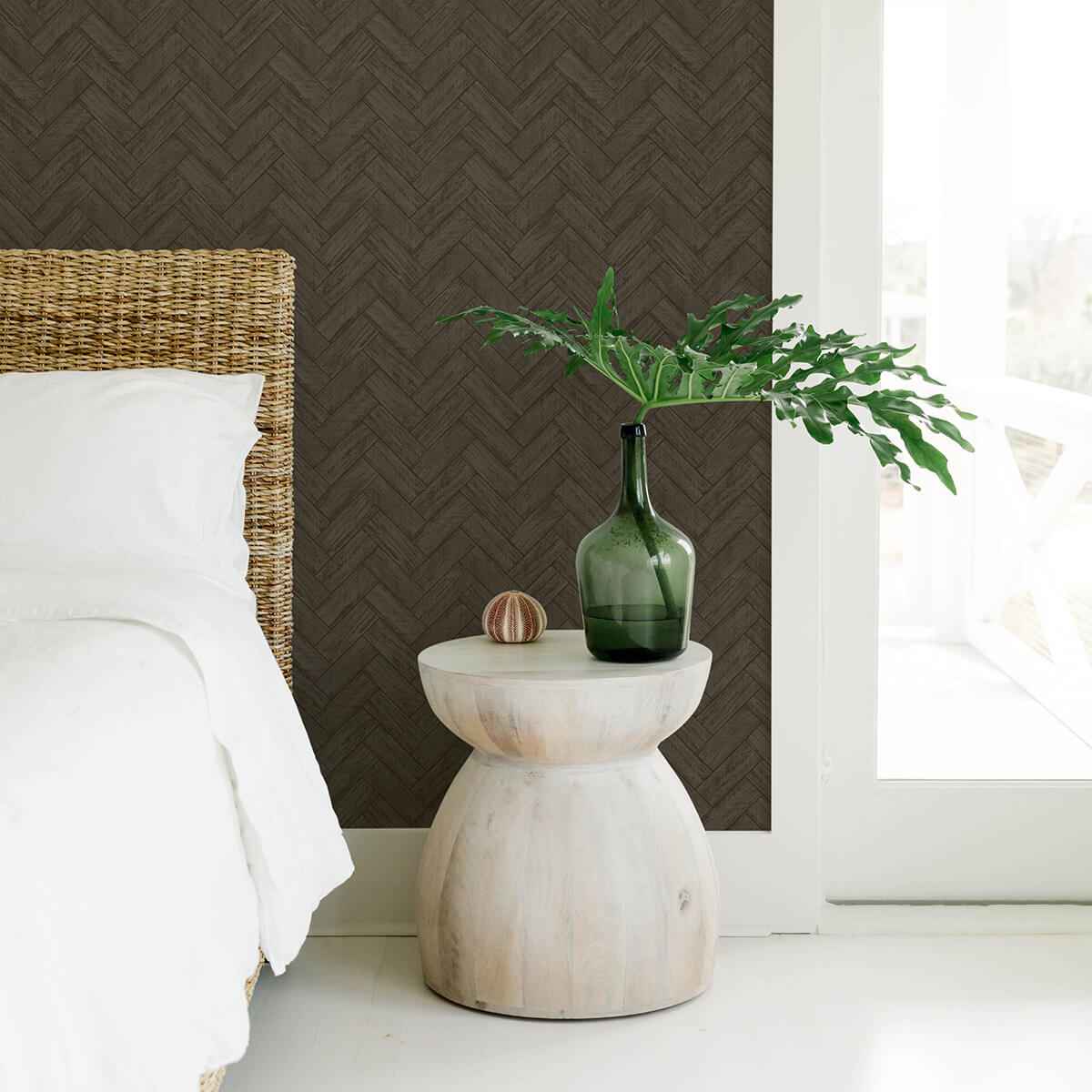 Kaliko Charcoal Wood Herringbone Wallpaper - York Wallcoverings - 3122-10110 - York Wallcoverings Wallpaper