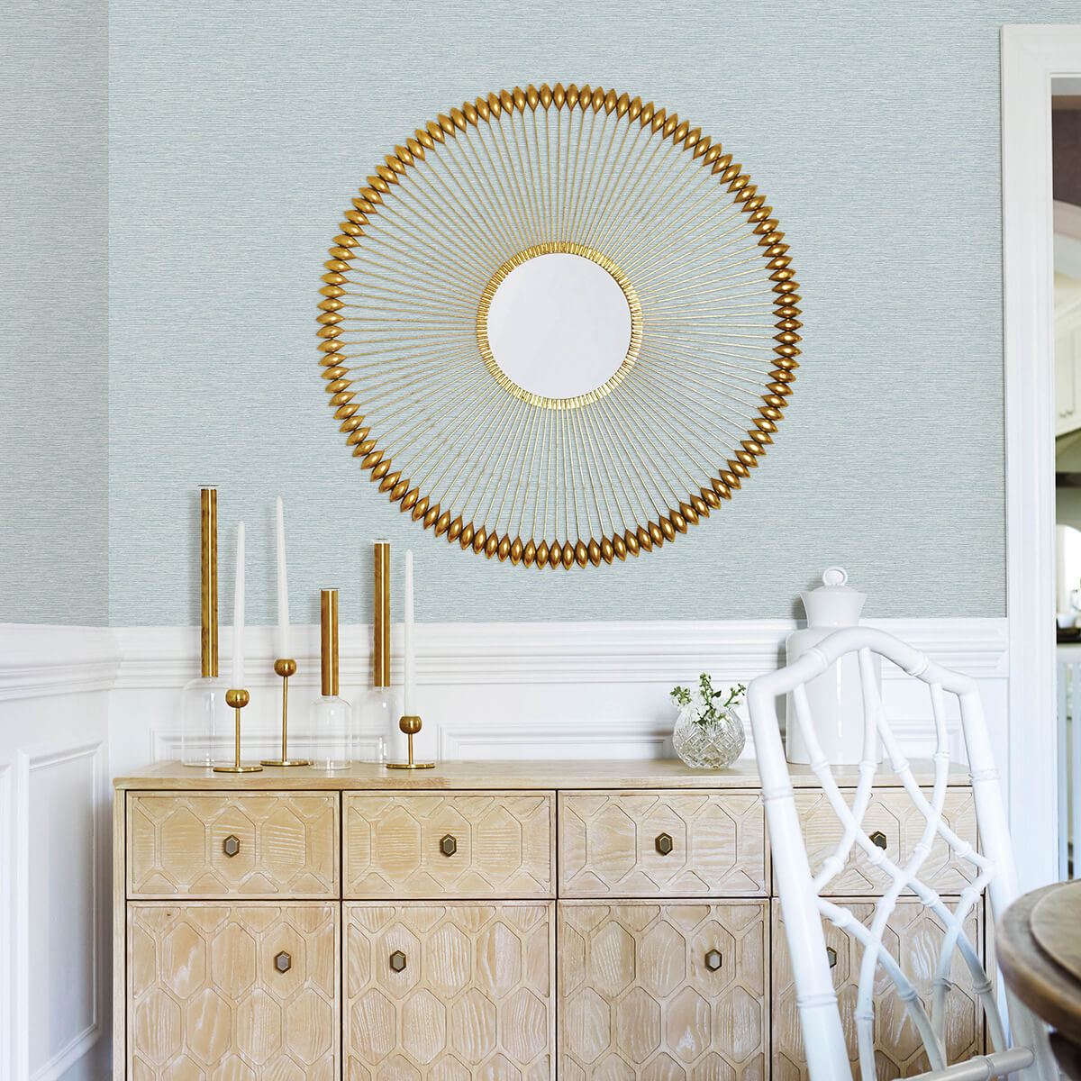 gump-light-blue-faux-grasscloth-wallpaper-york-wallcoverings-3122-10202 - York Wallcoverings Papel pintado