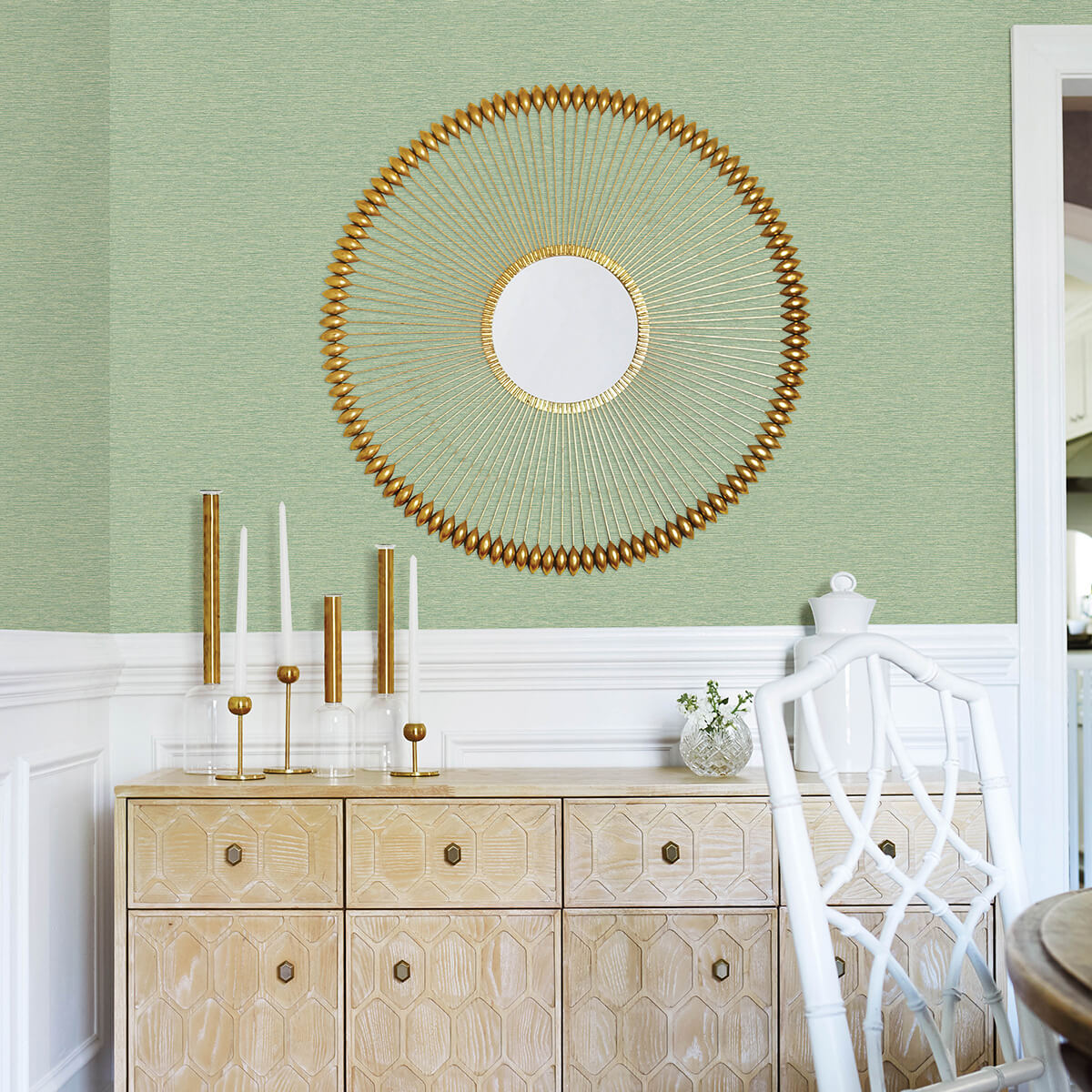 gump-green-faux-grasscloth-wallpaper-york-wallcoverings-3122-10204 - York Wallcoverings Wallpaper