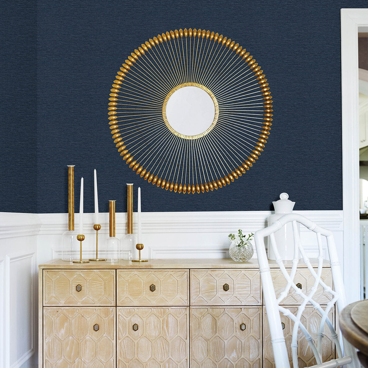 gump-navy-faux-grasscloth-wallpaper-york-wallcoverings-3122-10212 - York Wallcoverings Wallpaper