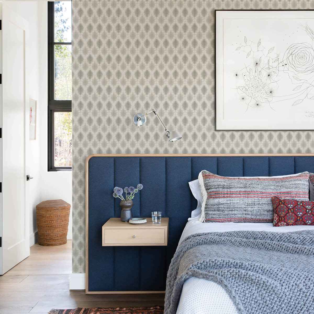 Mombi Grey Diamond Shibori Wallpaper - York Wallcoverings - 3122-10310 - York Wallcoverings Wallpaper