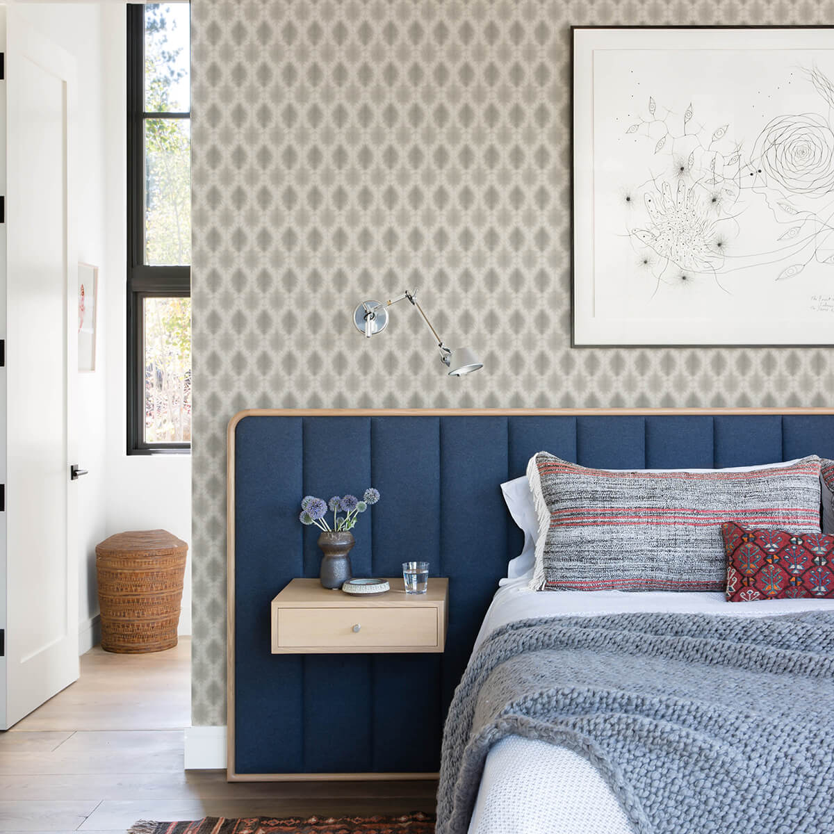 mombi-grey-diamond-shibori-wallpaper-york-wallcoverings-3122-10310 - York Wallcoverings Wallpaper